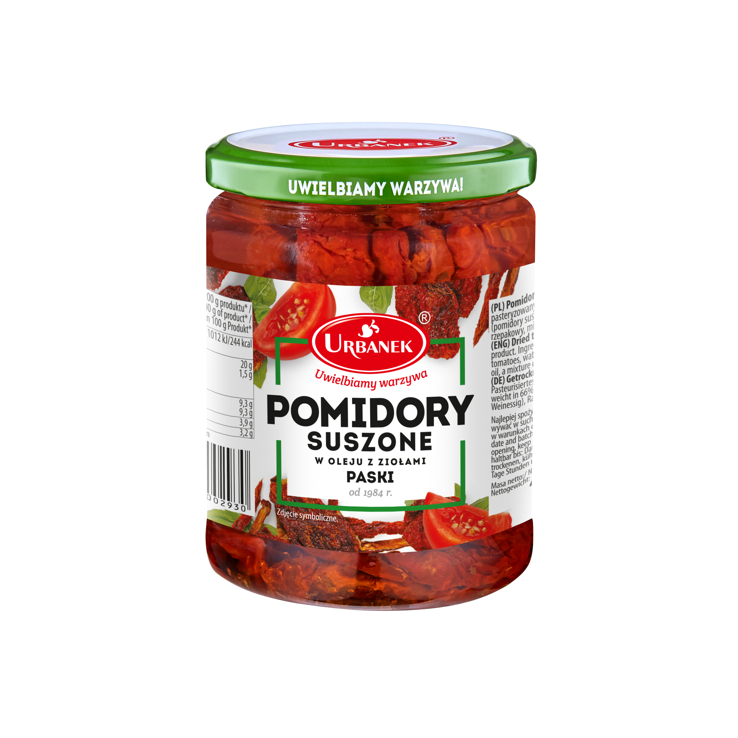 Pomidory Suszone W Oleju Z Ziołami Paski 480G/320G Urbanek