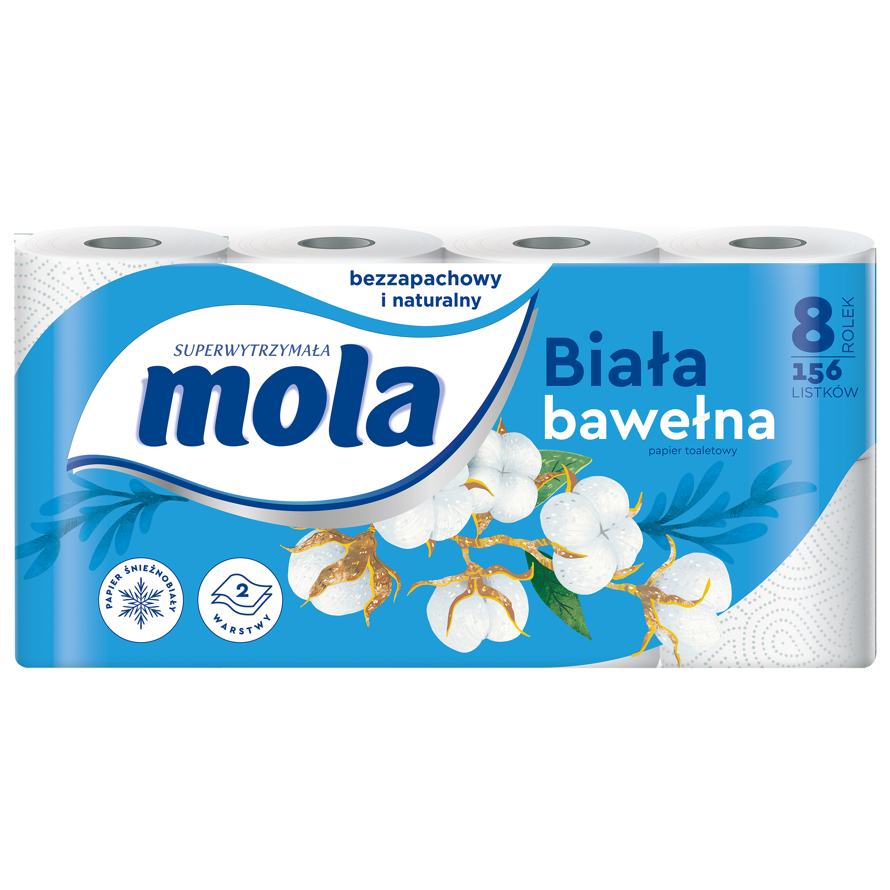 Mola Papier Toaletowy Biała Bawełna 8 Rolek