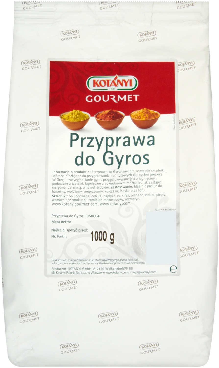 Kotanyi Mieszanka Przypraw Do Gyros 1000G