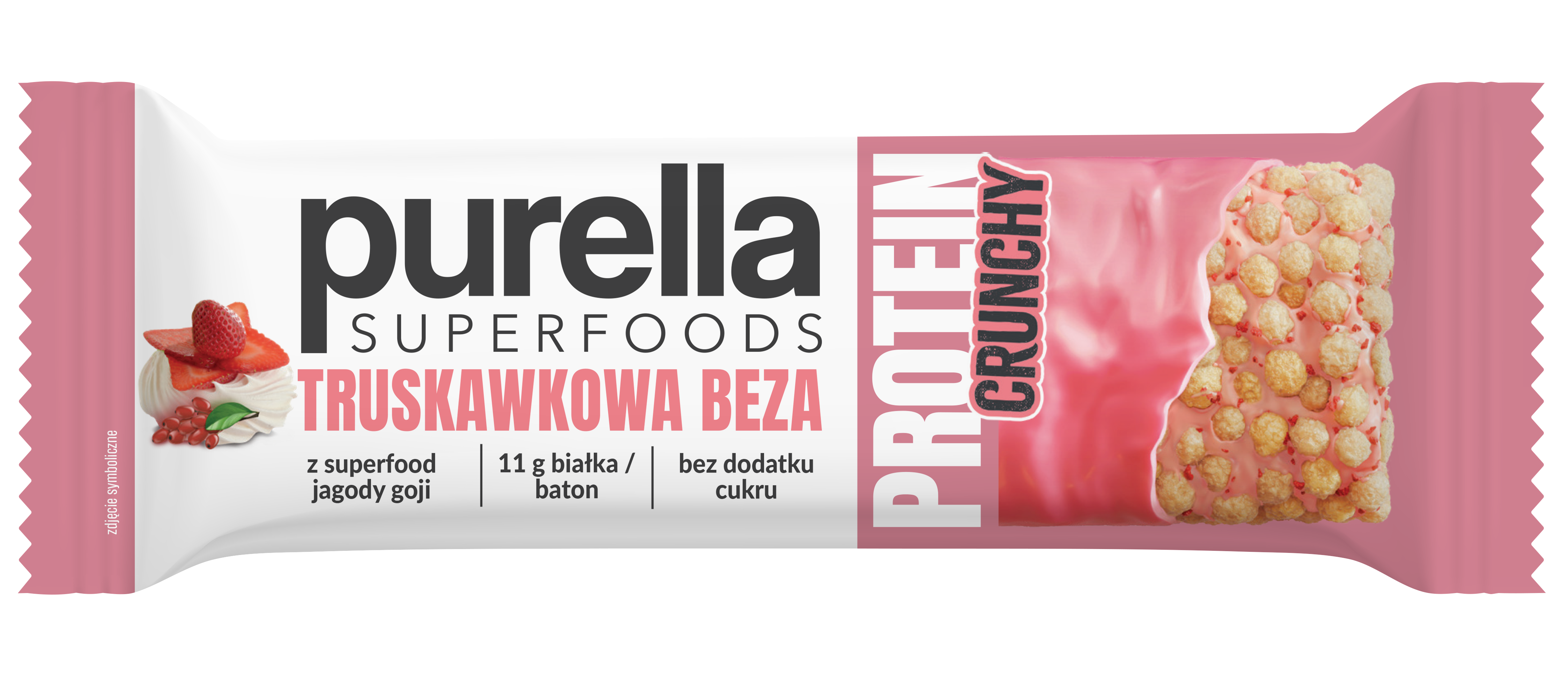 Purella Protein Crunchy​ Beza Truskawkowa 45G