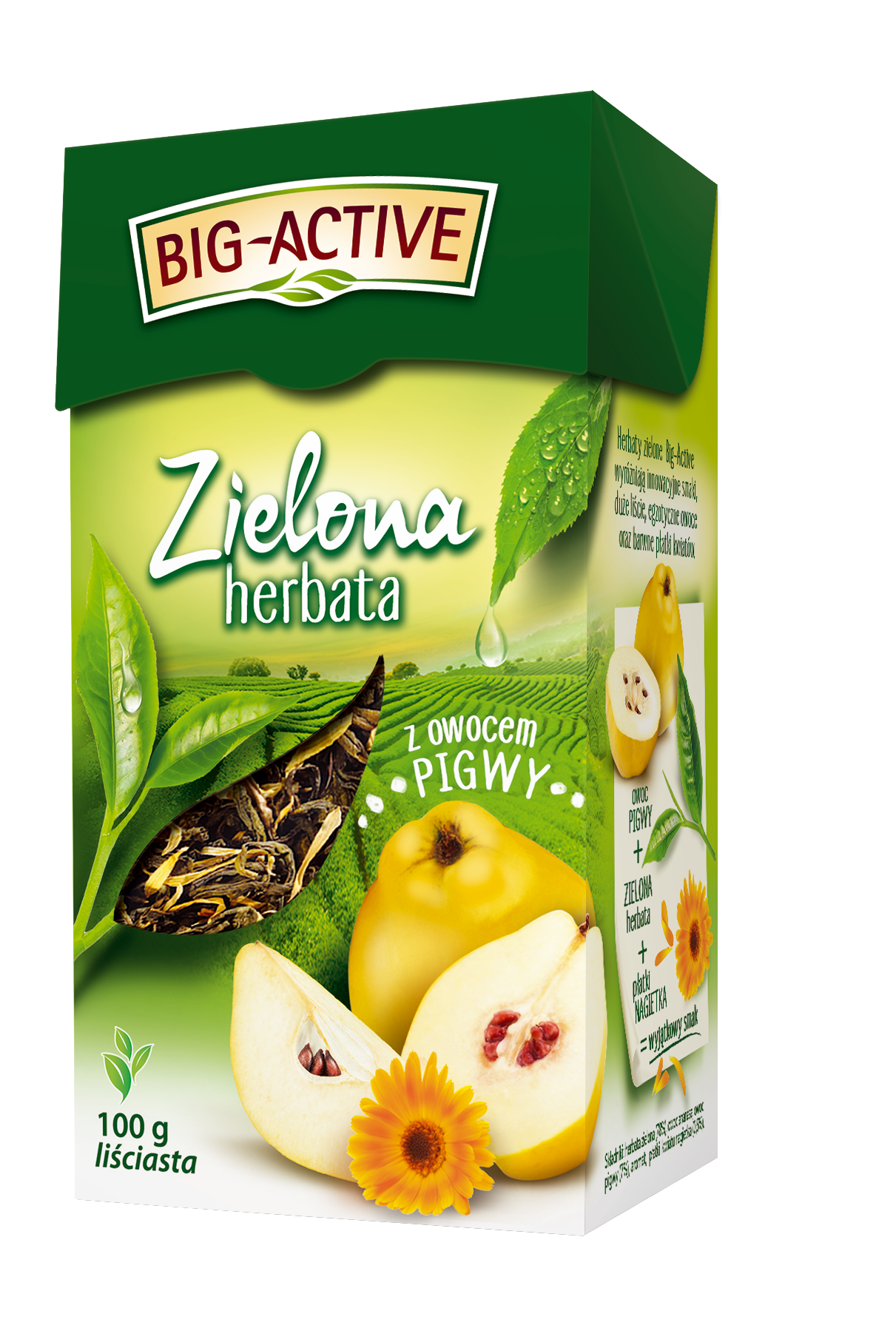 Big-Active Zielona Herbata Z Owocem Pigwy Liściasta 100G