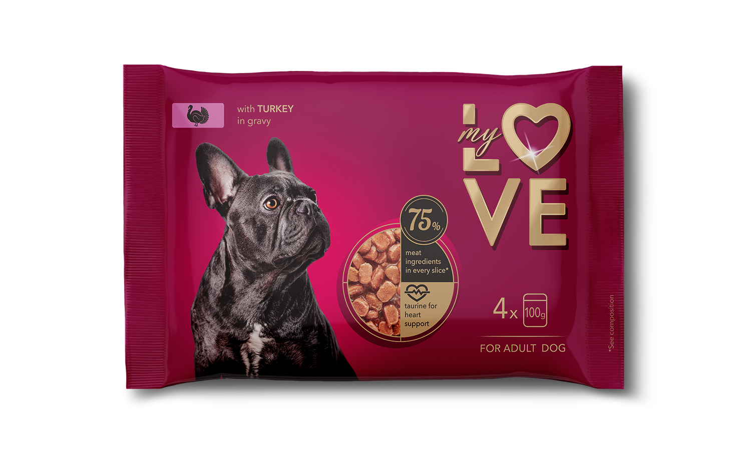 My Love Zestaw Pełnoporcjowa Karma W Saszetkach Dla Dorosłych Psów Z Indykiem 4 X 100G