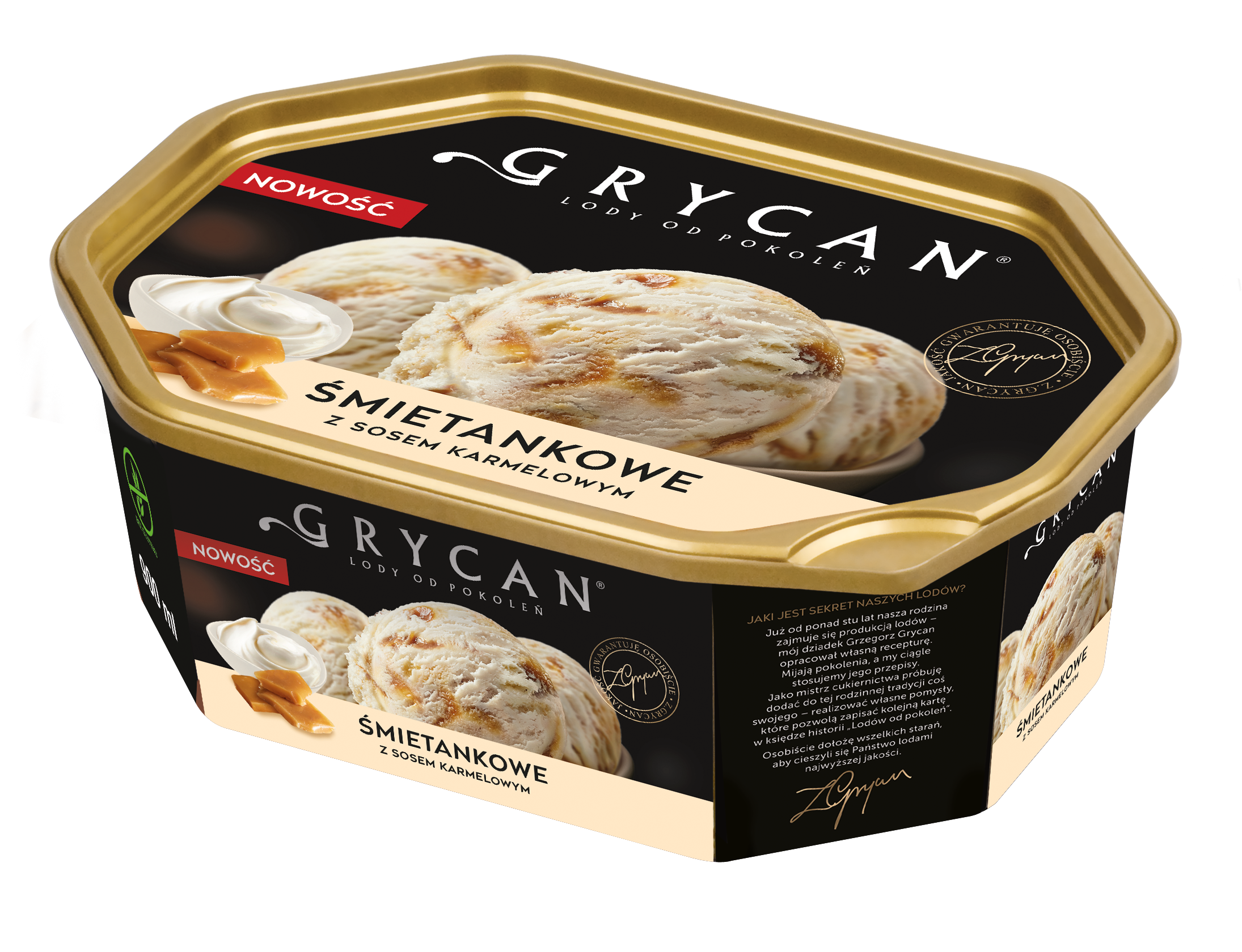 Lody Grycan Śmietankowe Z Sosem Karmelowym 900Ml.
