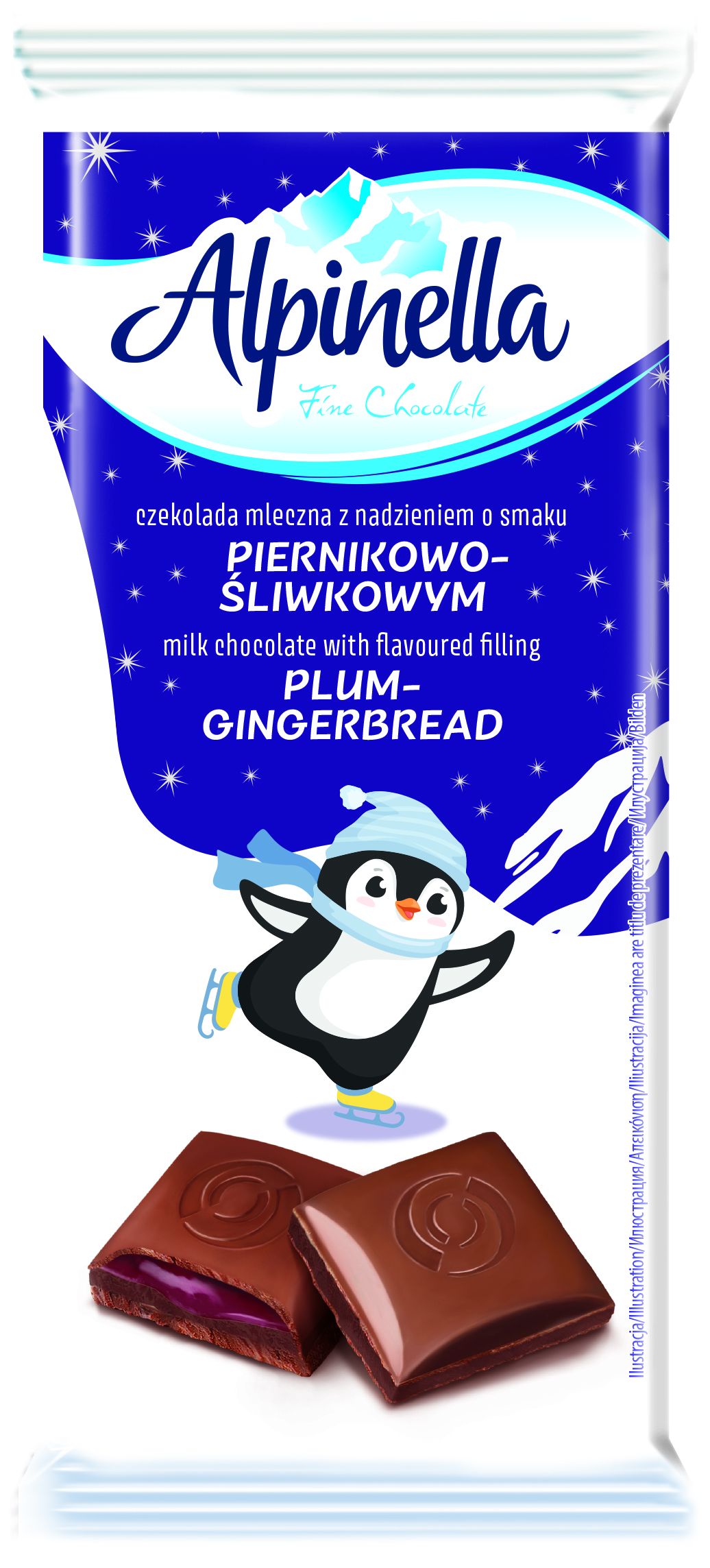 Alpinella Czekolada Mleczna Z Nadzieniem O Smaku Piernikowym (30%) I Nadzieniem Śliwkowym (20%) 100 G