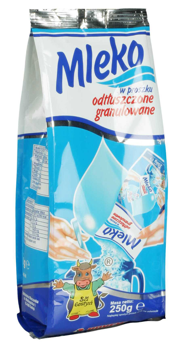 Spółdzielnia Mleczarska W Gostyniu. Mleko W Proszku Odtłuszczone Granulowane Paczkowane Gostyńskie 250G / K-3Kg