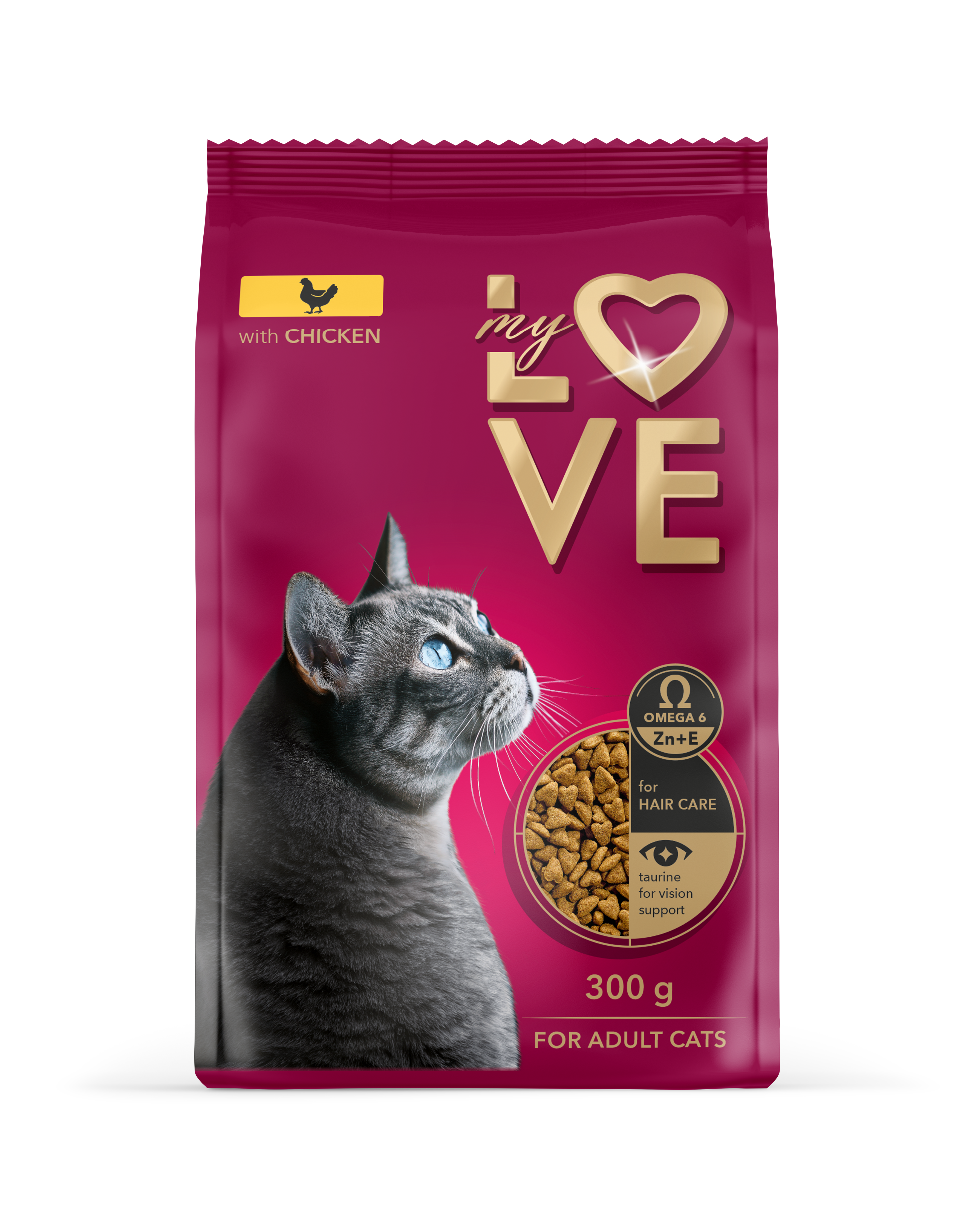 My Love Pełnoporcjowa Sucha Karma Dla Dorosłych Kotów Z Kurczakiem 300 G