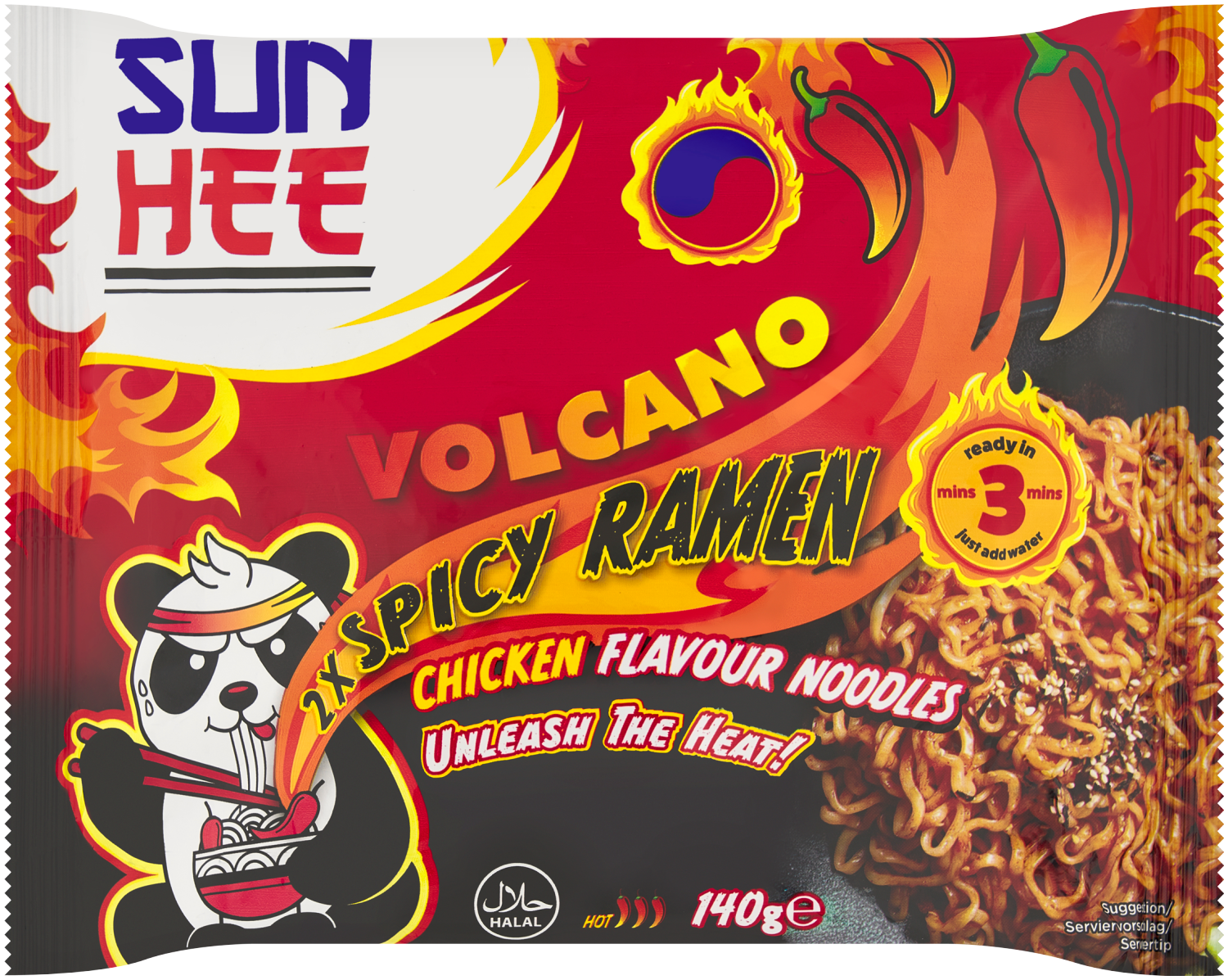 Sun Hee Danie Z Pszennym, Błyskawicznym Makaronem Ramen, Typu Noodle Ze Słodko-Pikantnym Sosem Volcano 140G