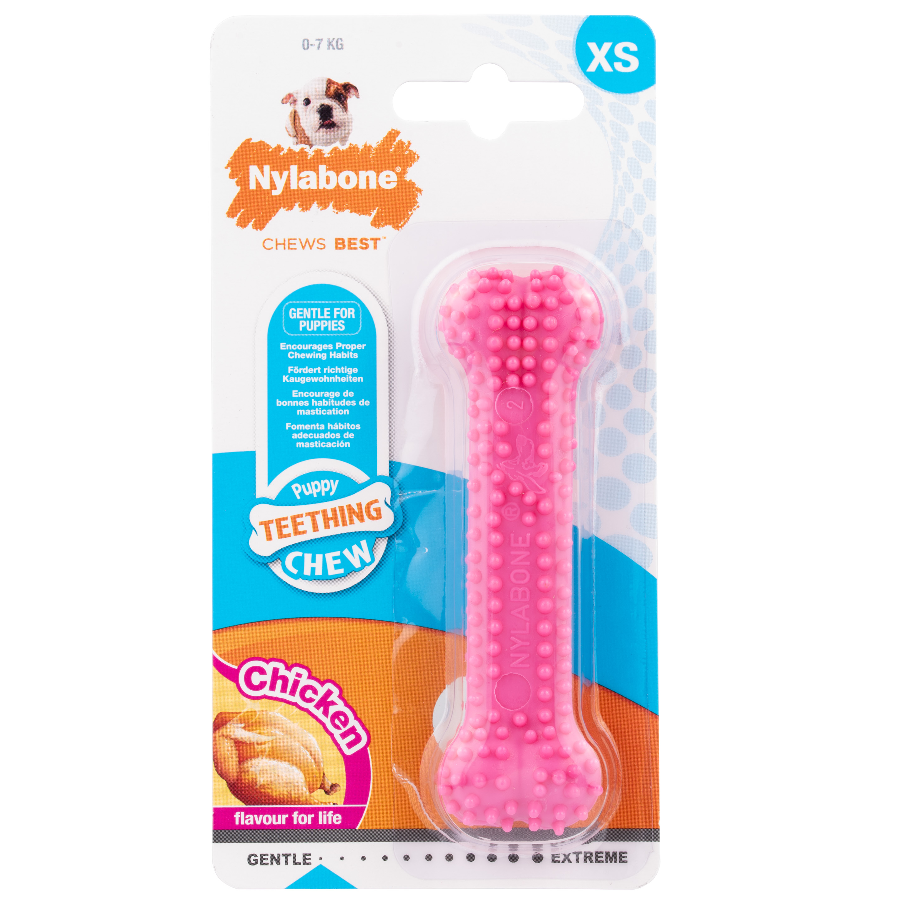 Gryzak Nylabone Puppy Dental Chicken Pink Xs - Bezpieczny Gryzak Dentystyczny Dla Szczeniaka, O Zapachu Kurczaka