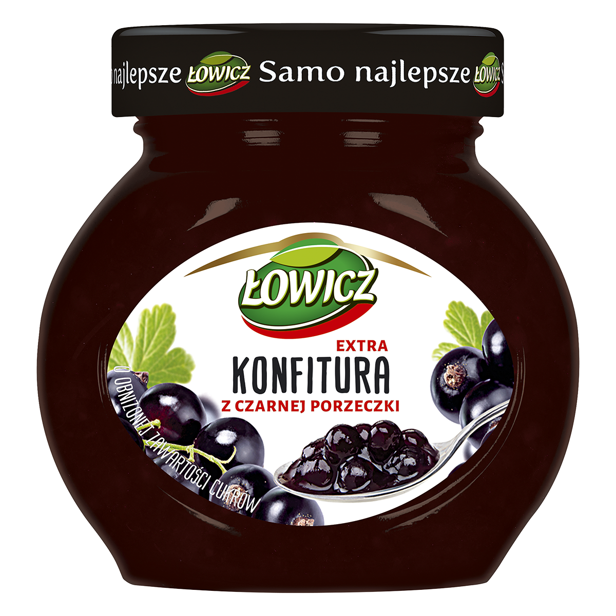 Łowicz Konfitura Extra Z Czarnej Porzeczki Obniżonej Zawartości Cukrów 240 G