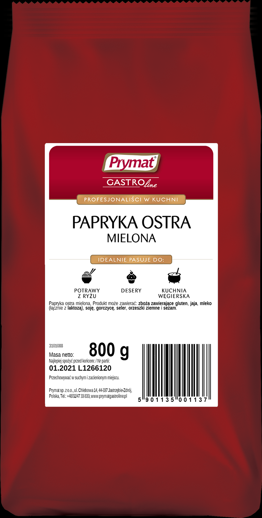 Papryka Ostra Mielona 800G Prymat Gastroline