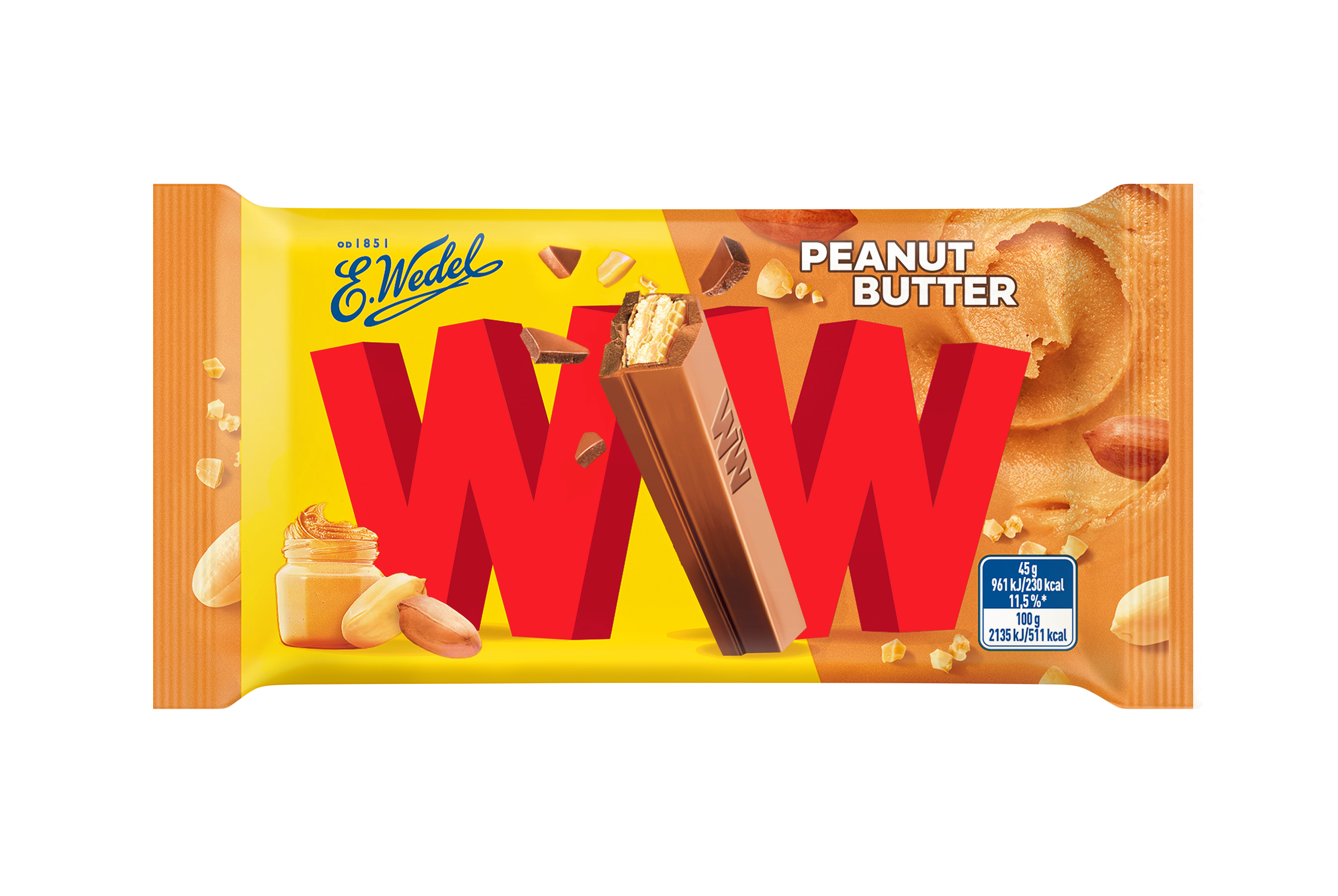 E.Wedel Ww O Smaku Mleczna Czekolada & Peanut Butter 45G
