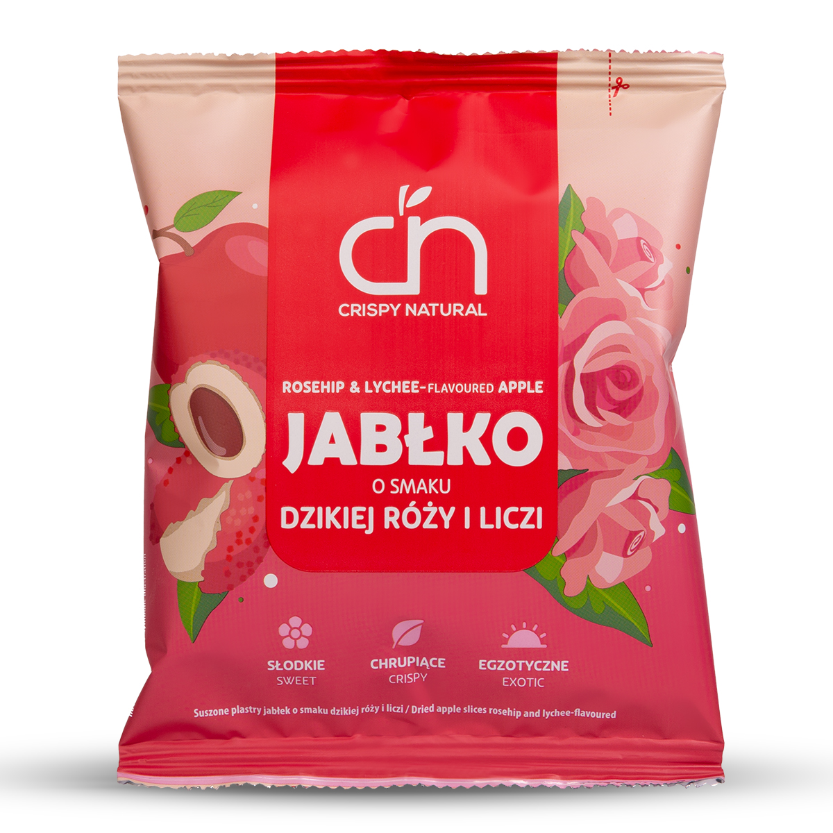 Crispy Natural Jabłko Suszone O Smaku Dzikiej Róży I Liczi 50G