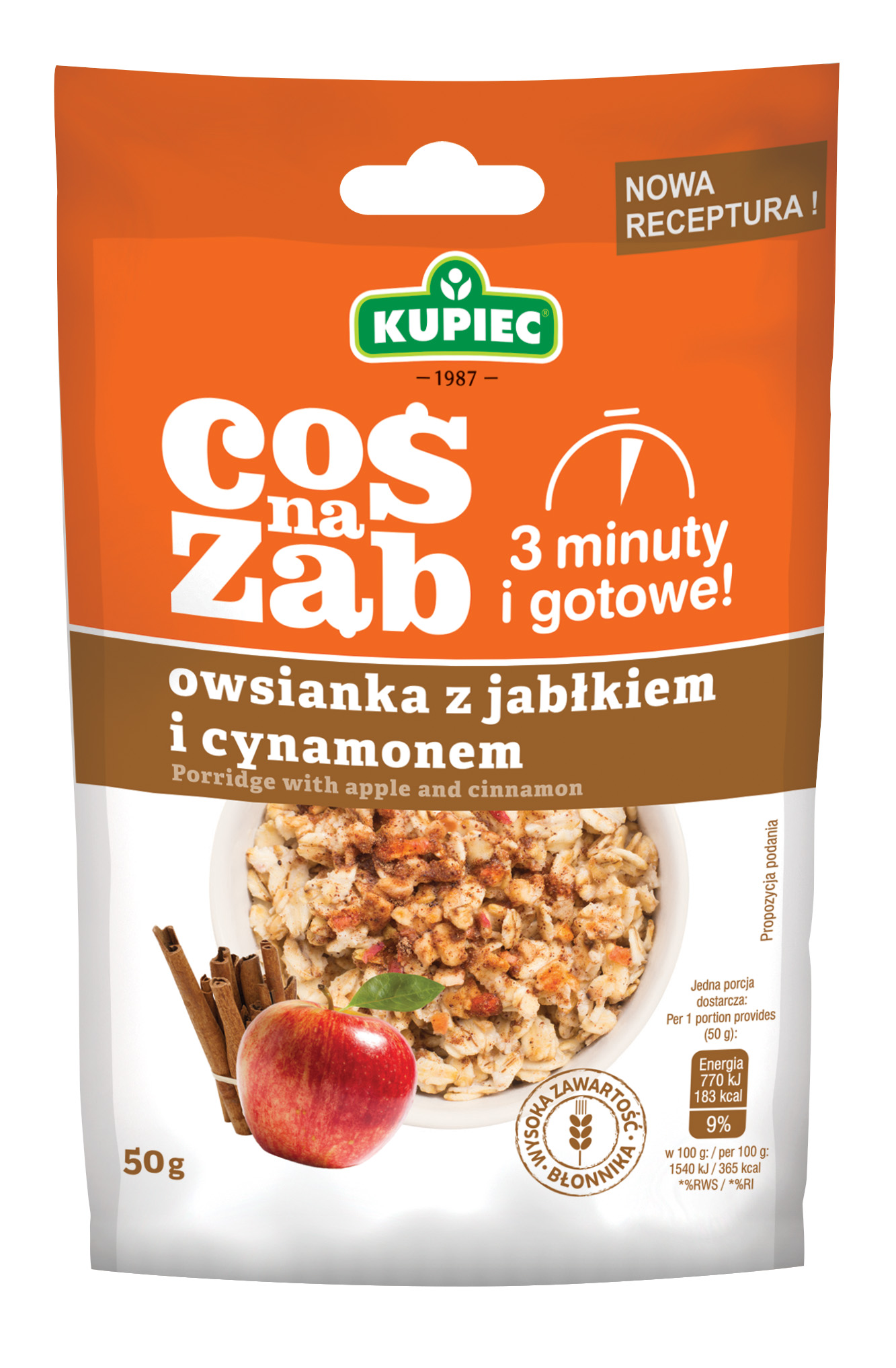 Kupiec Owsianka Coś Na Ząb Jabłkowo-Cynamonowa 50G