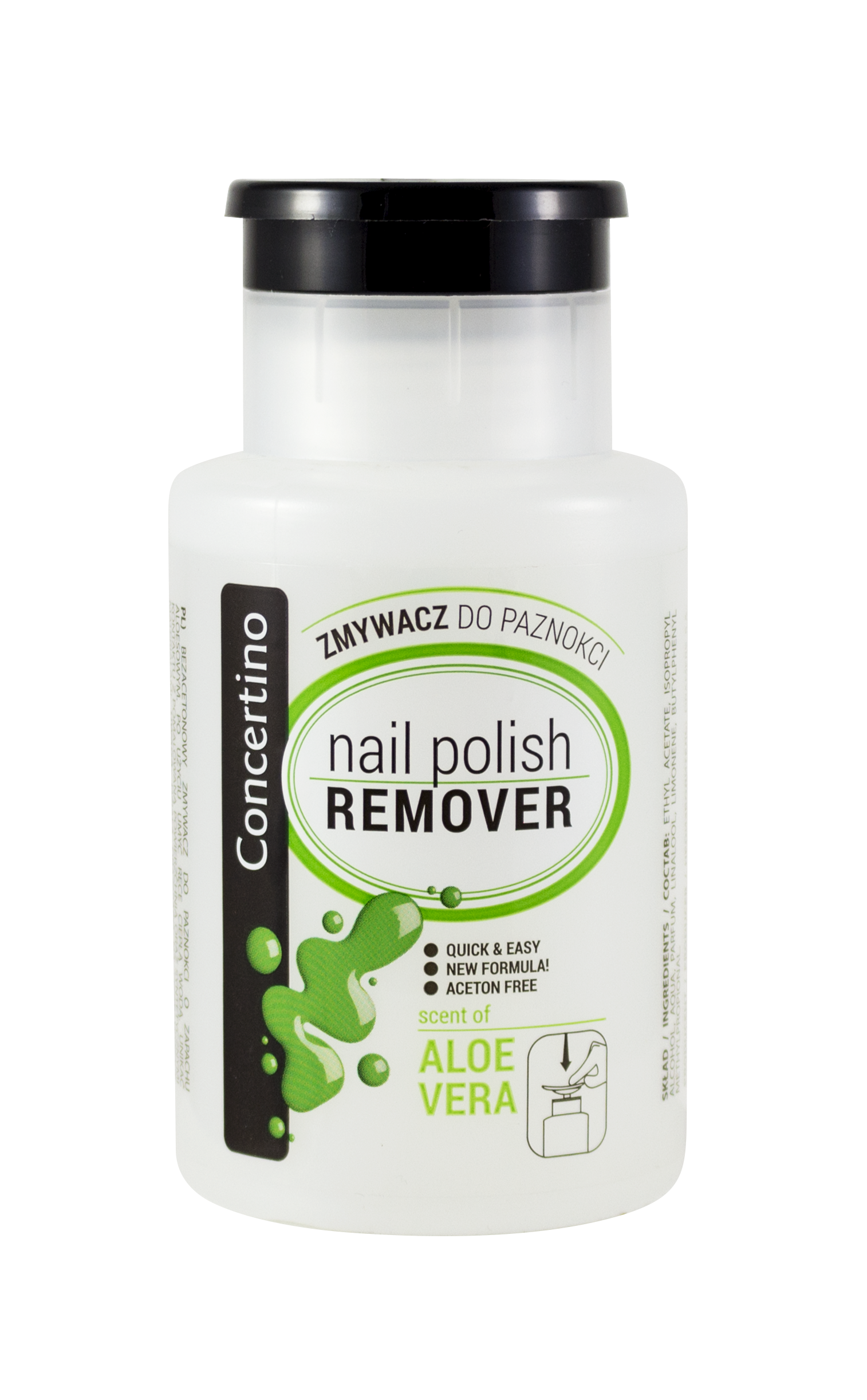 Zmywacz Do Paznokci Concertino Z Pompką Aloesowy 175Ml