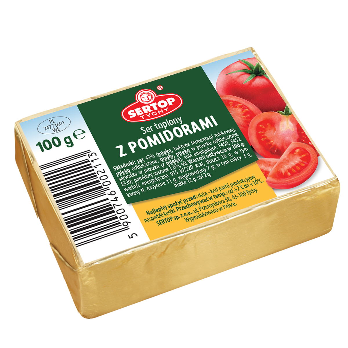 Ser Topiony Z Pomidorami Kostka Sertop 100 G