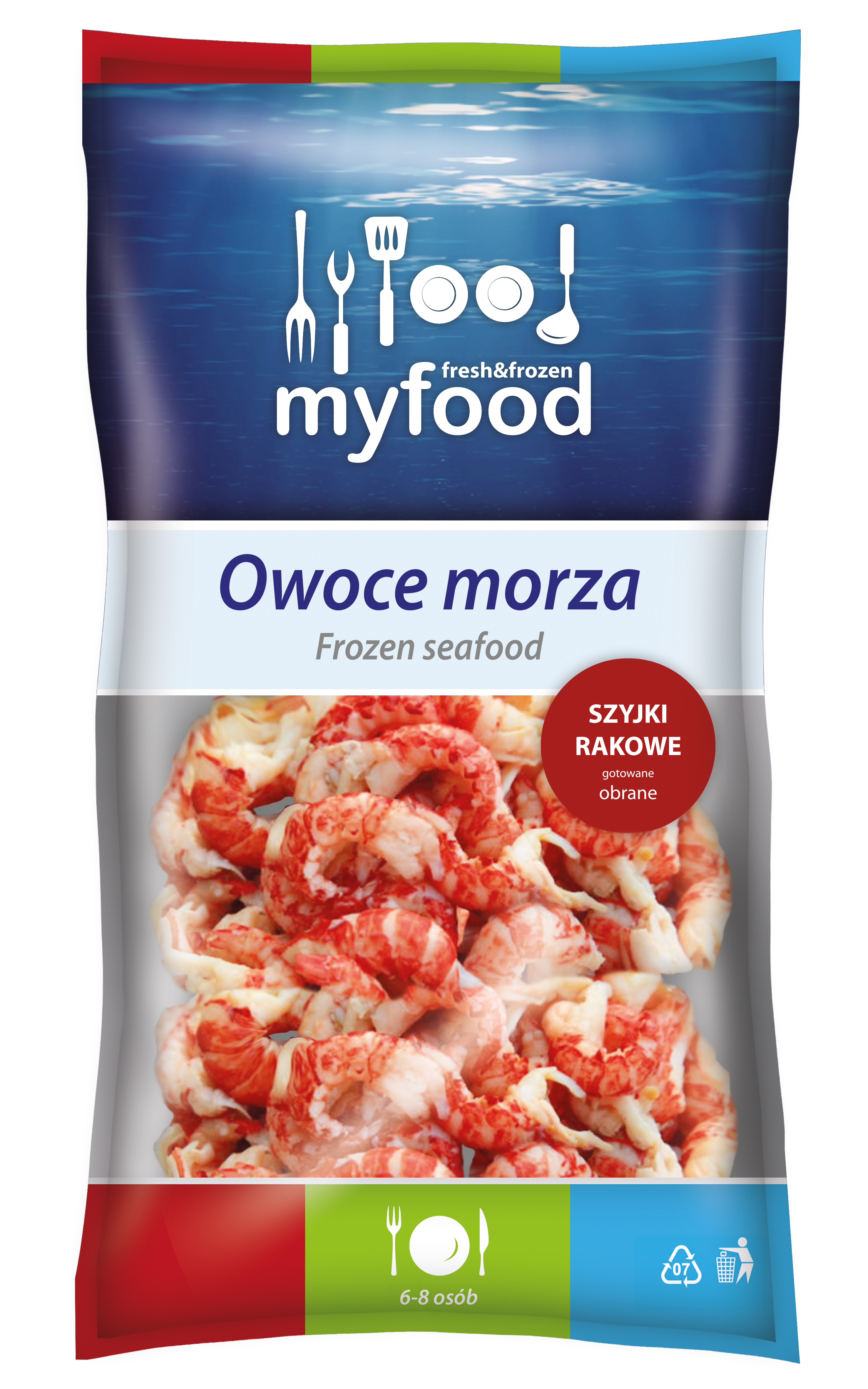 Myfood Szyjki Rakowe (Procambarus Clarkii) Gotowane, Obrane, Rozmiar: 100-200 Szt./Lb Głęboko Mrożone, Glazurowane; Masa Netto (Bez Glazury) 800 G