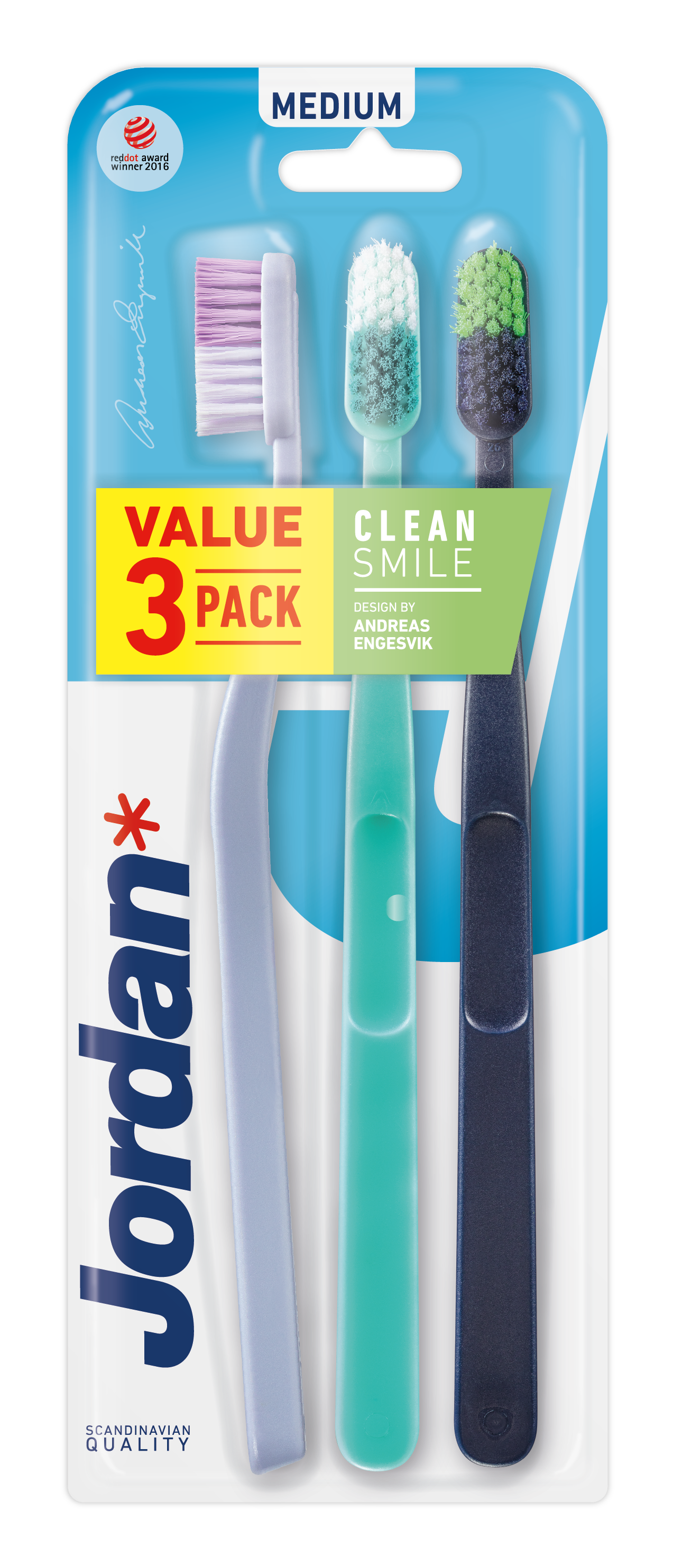 Jordan Szczoteczka Do Zębów Clean Smile Medium 3-Pack