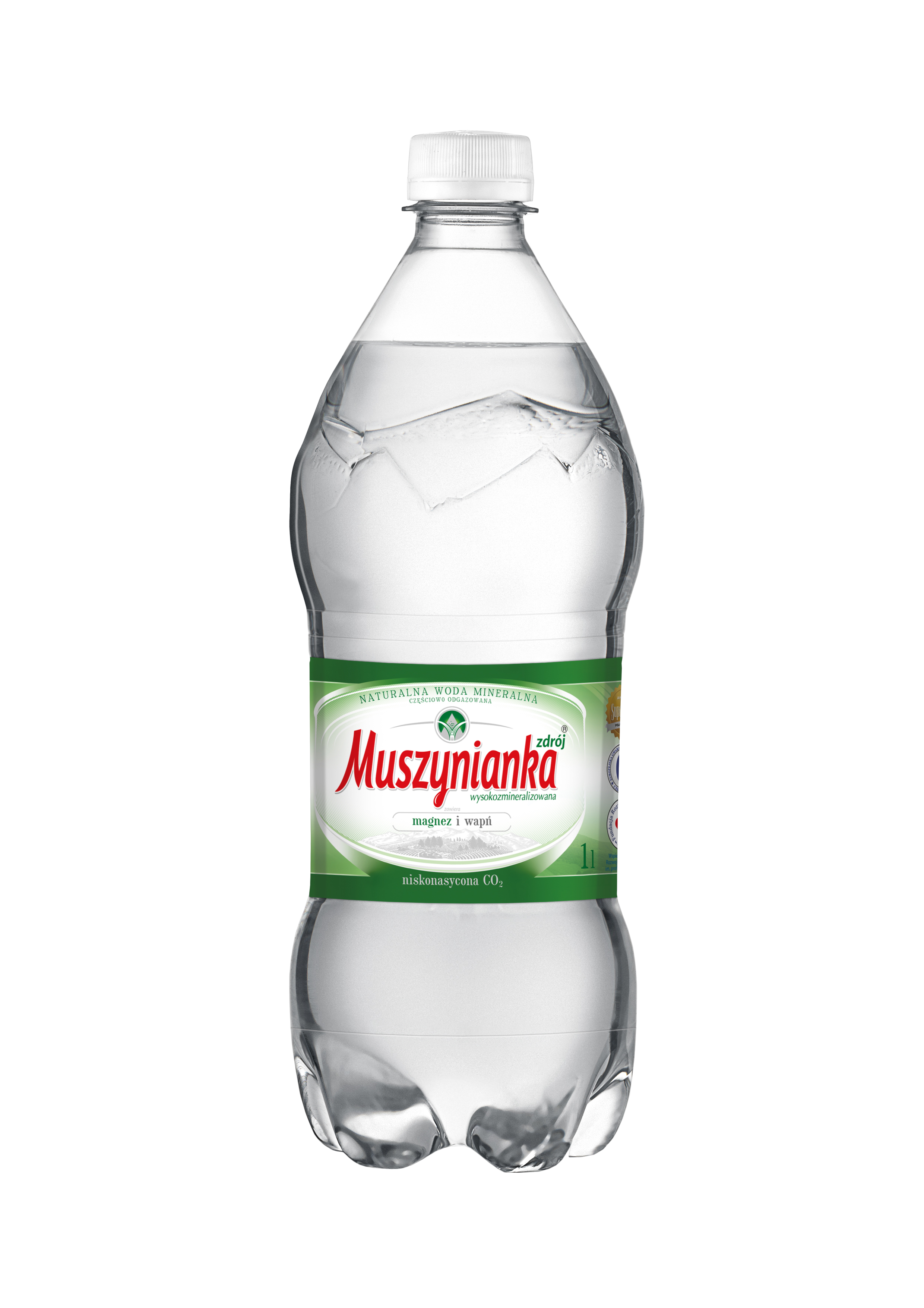 Muszynianka Naturalna Woda Mineralna Częściowo Odgazowana, Niskonasycona 1L - Kaucja