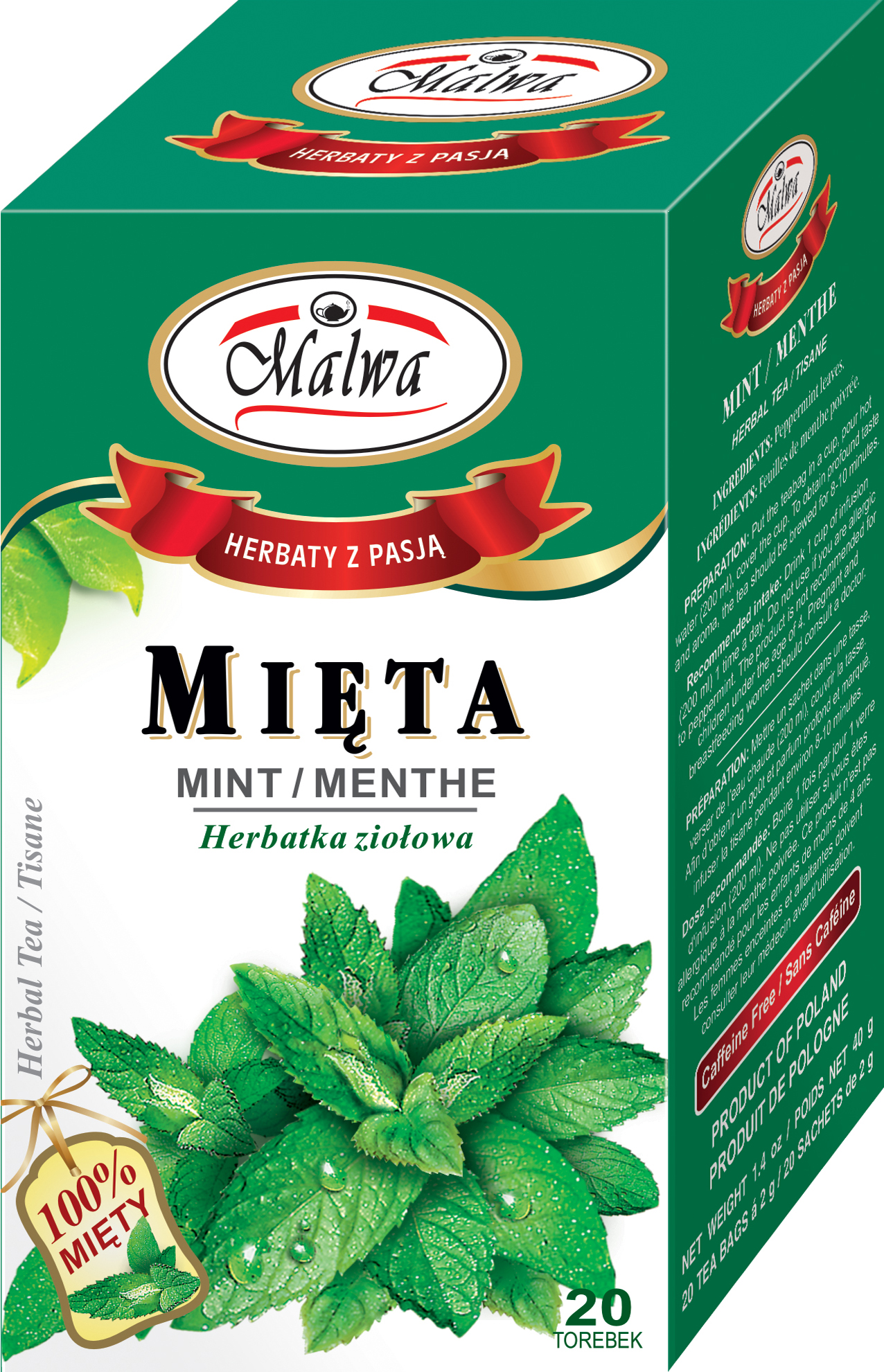 Malwa Herbata Ziołowa Mięta 20X2G