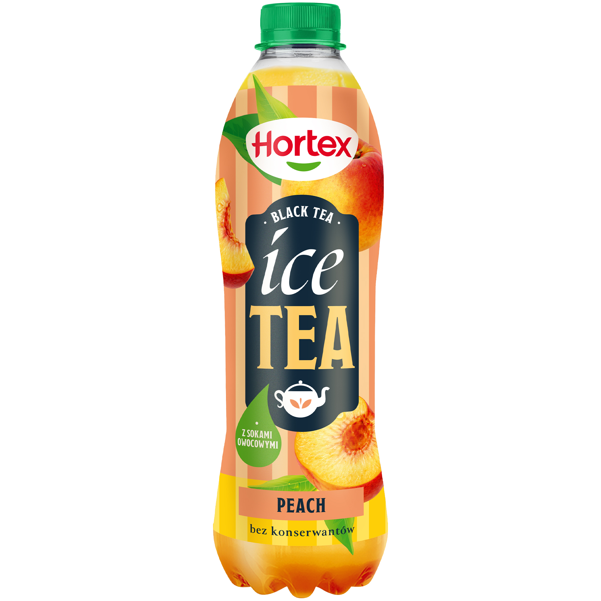 Hortex Ice Tea Napój Jabłkowo-Brzoskwiniowy Z Dodatkiem Ekstraktu Z Liści Czarnej Herbaty Butelka Pet 1L Kaucja