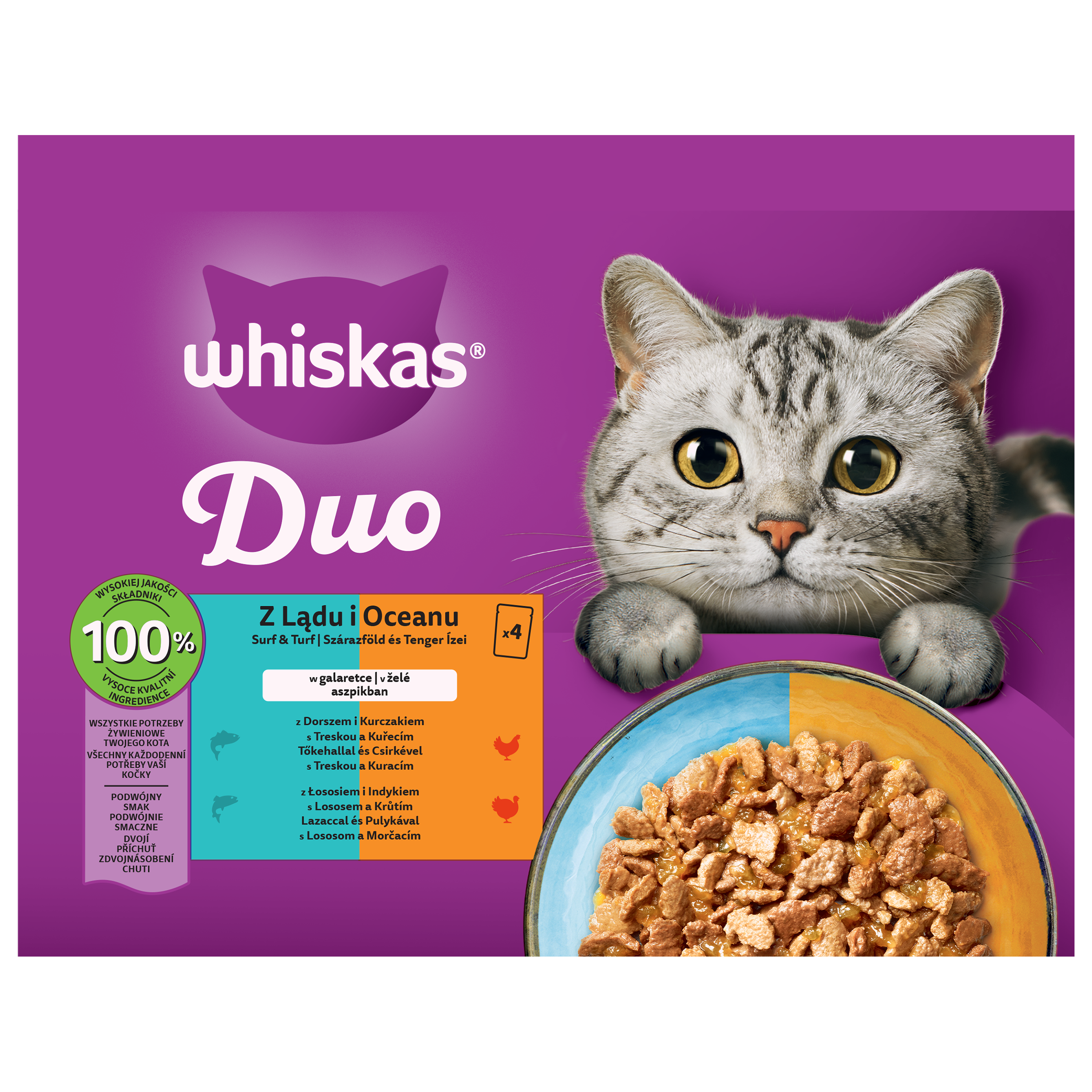 Whiskas Duo Mokra Karma W Galaretce Z Dorszem I Kurczakiem 4 X 85 G