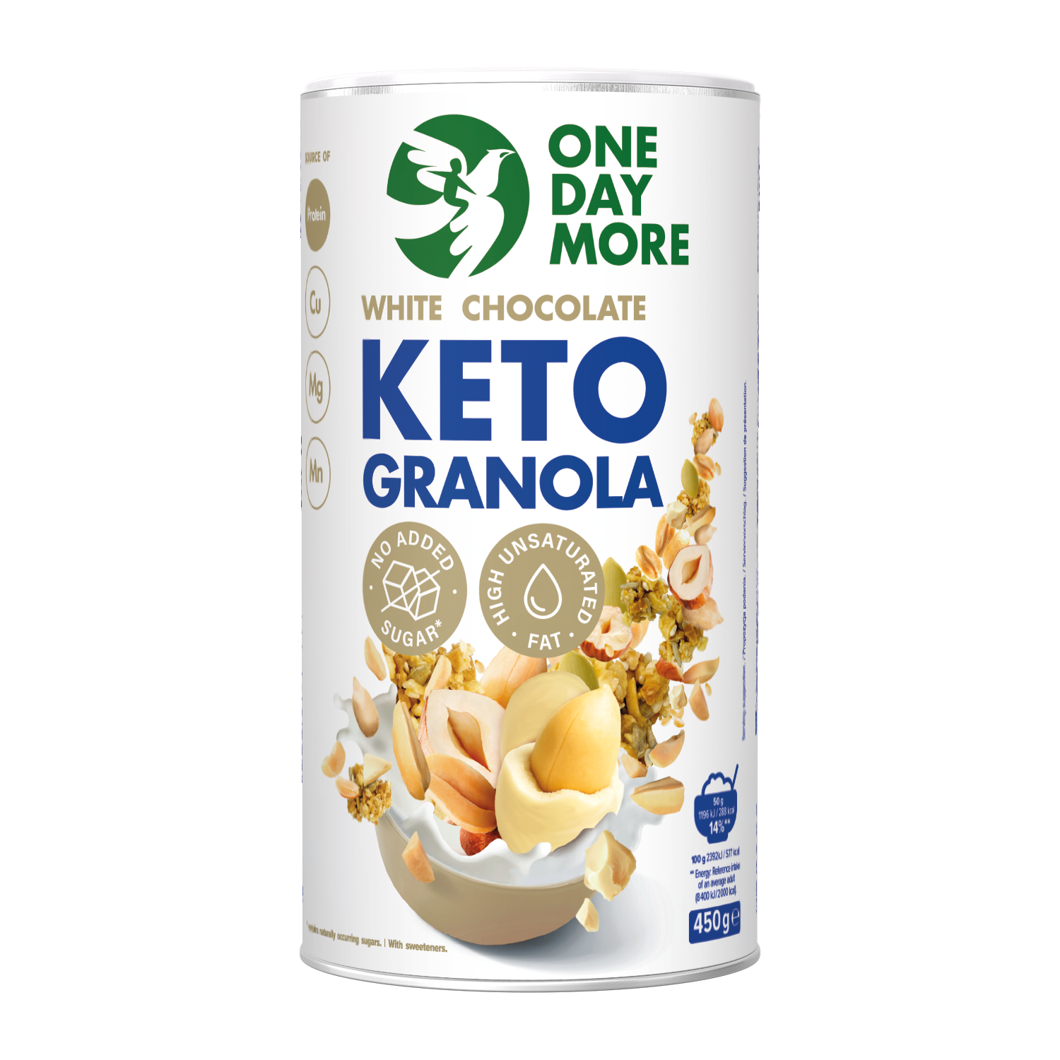 Onedaymore Granola Keto Biała Czekolada 450 G