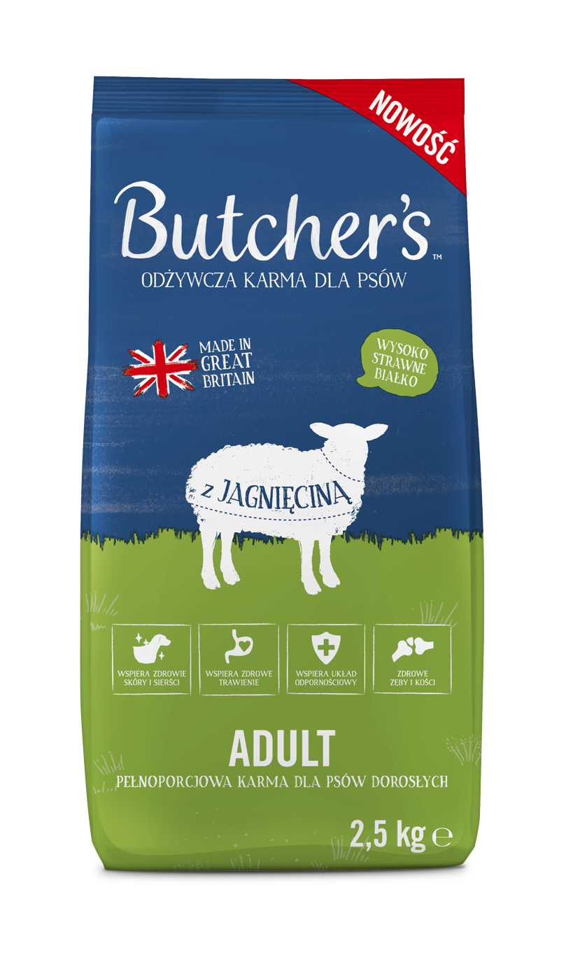 Butcher'S Adult, Sucha Karma Dla Psów Dorosłych, Z Jagnięciną 2,5Kg