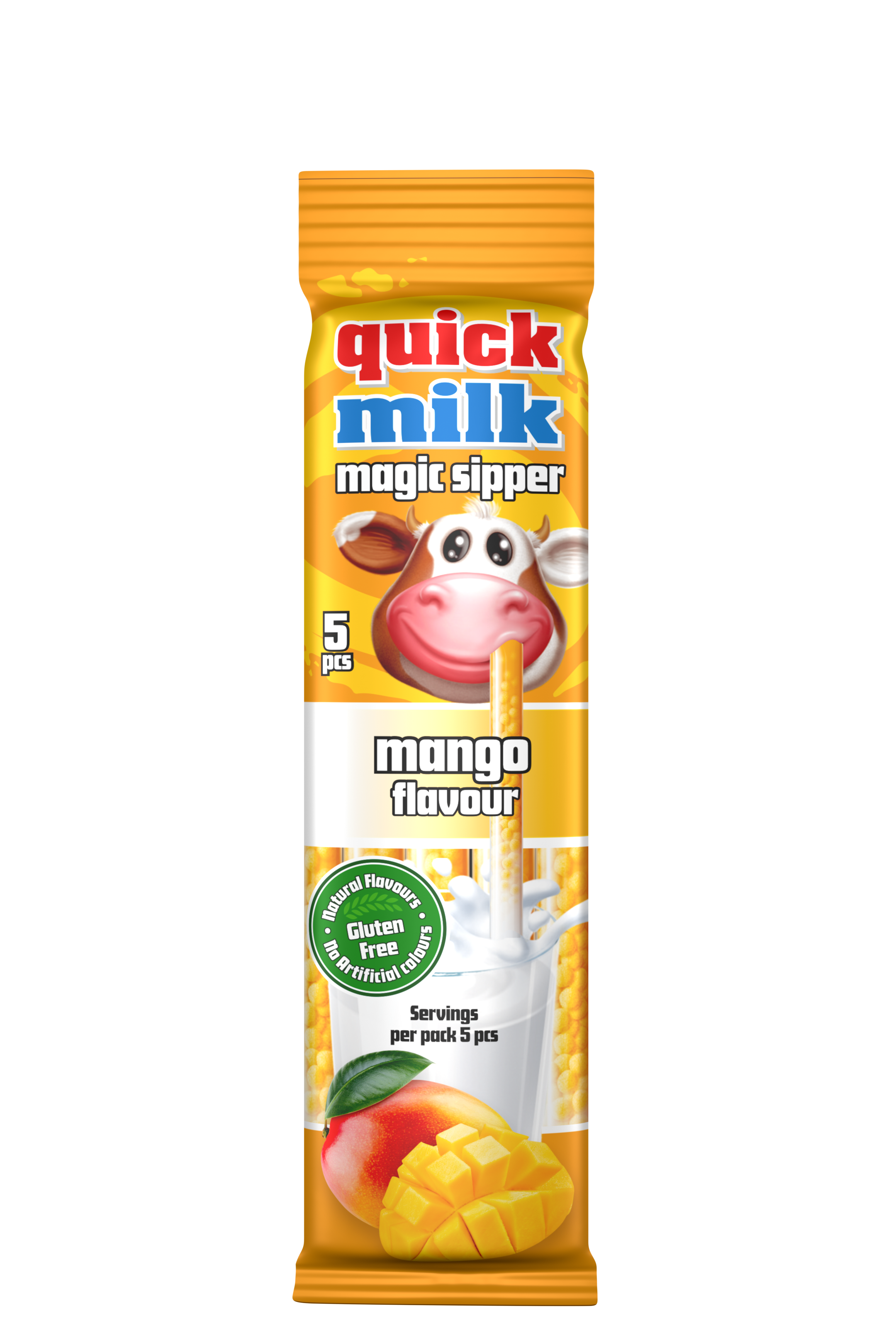 Quick Milk Rurki Do Picia Mleka O Smaku Mango 5X6G