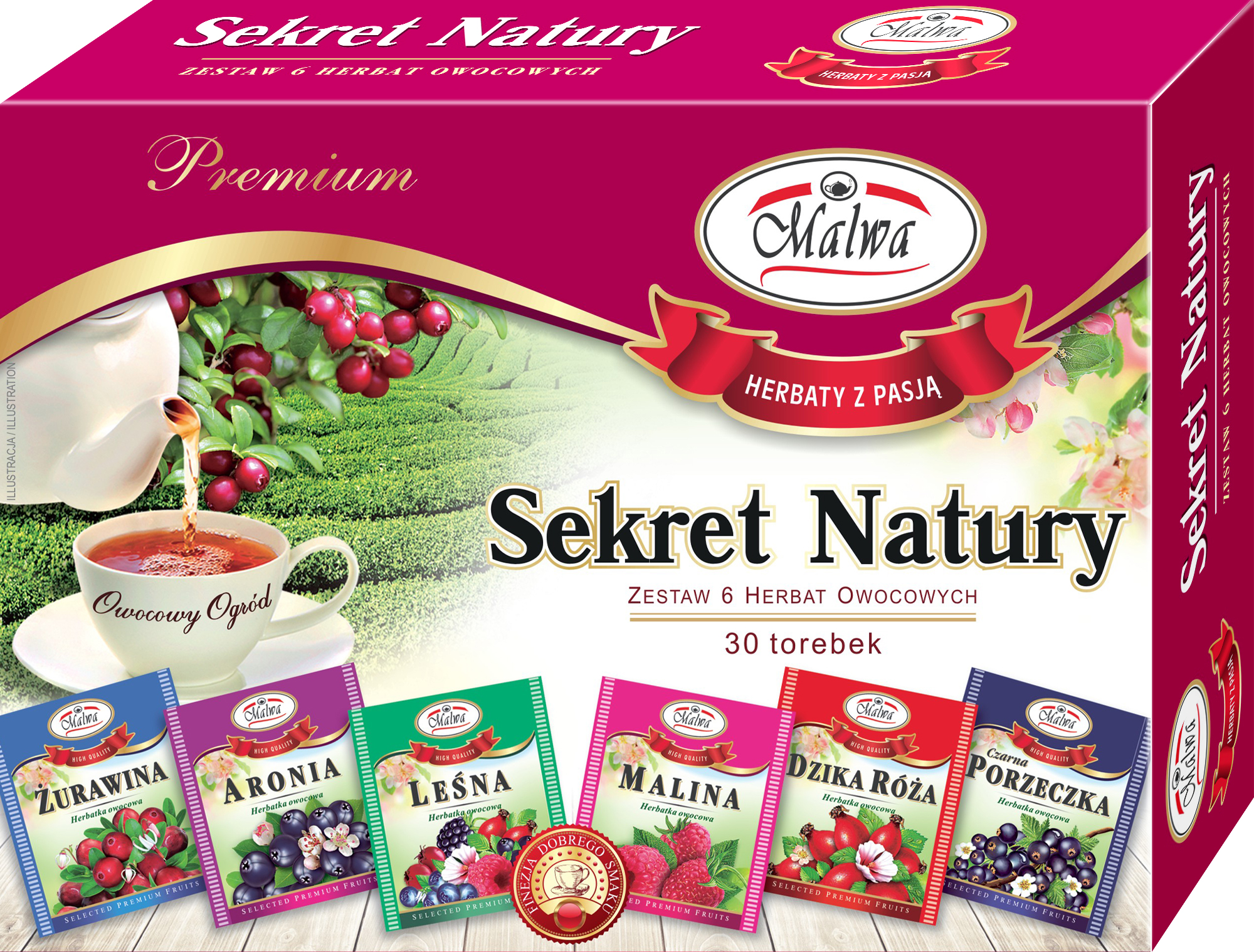 Malwa Sekret Natury Zestaw 6 Herbat Owocowych 30 Torebek (30X2G) 60G