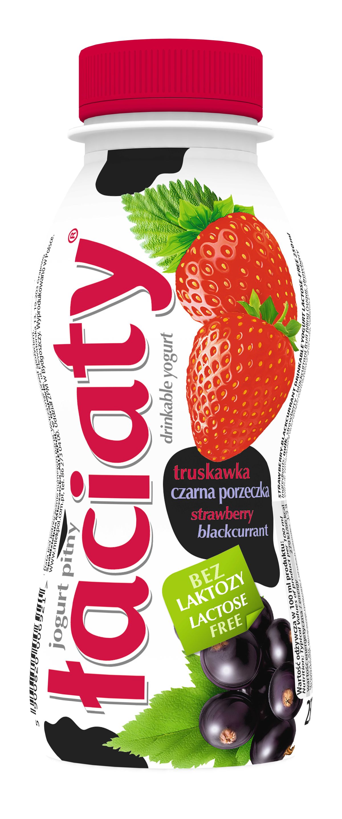 Jogurt Pitny Łaciaty Bez Laktozy Truskawka - Czarna Porzeczka But. 250 Ml Pet