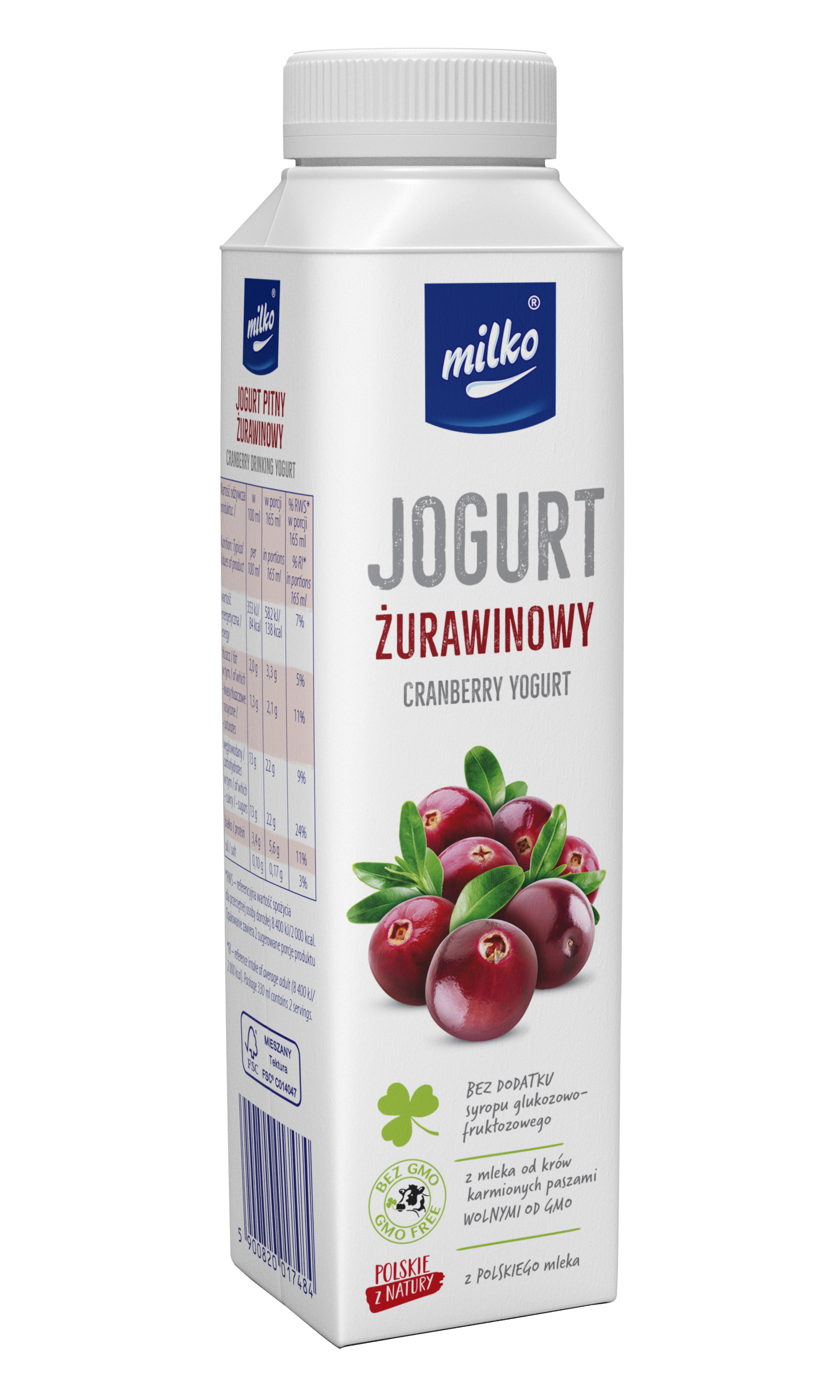 Jogurt Milko 330Ml Żurawinowy