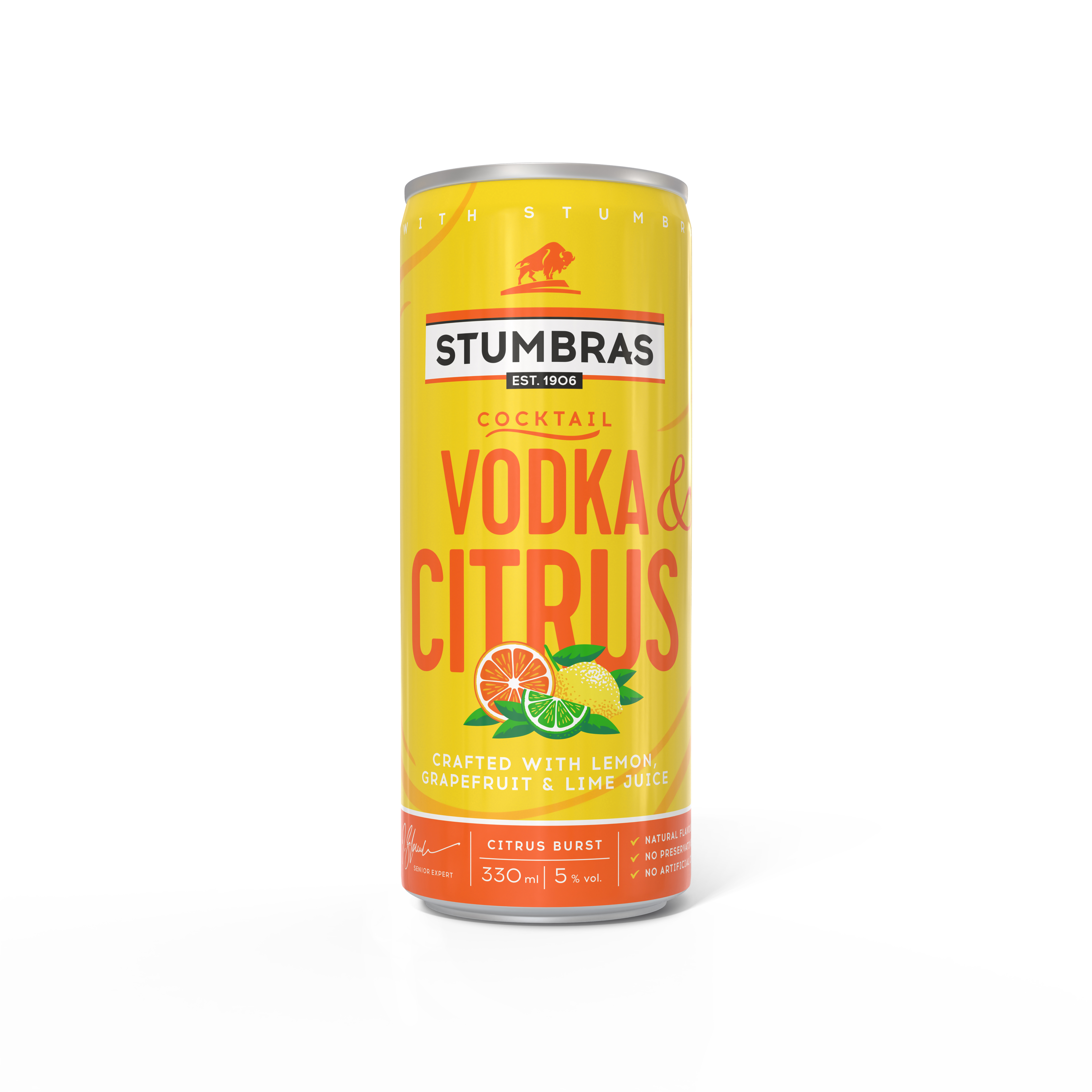 Napój Alkoholowy Gazowany Stumbras Vodka & Citrus, 0,33L, 5%