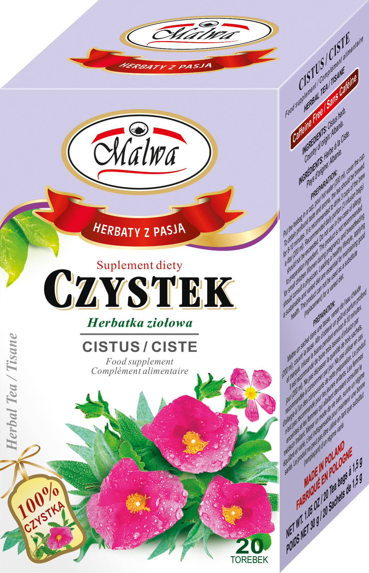 Malwa Herbata Ziołowa Czystek Suplement Diety 20X1,5G