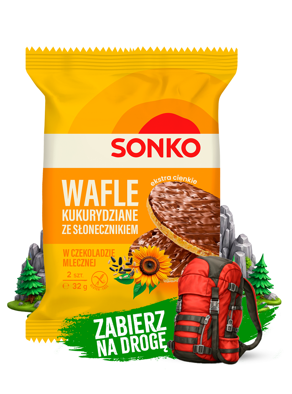 Sonko Wafle Kukurydziane Ze Słonecznikiem W Czekoladzie Mlecznej 32G