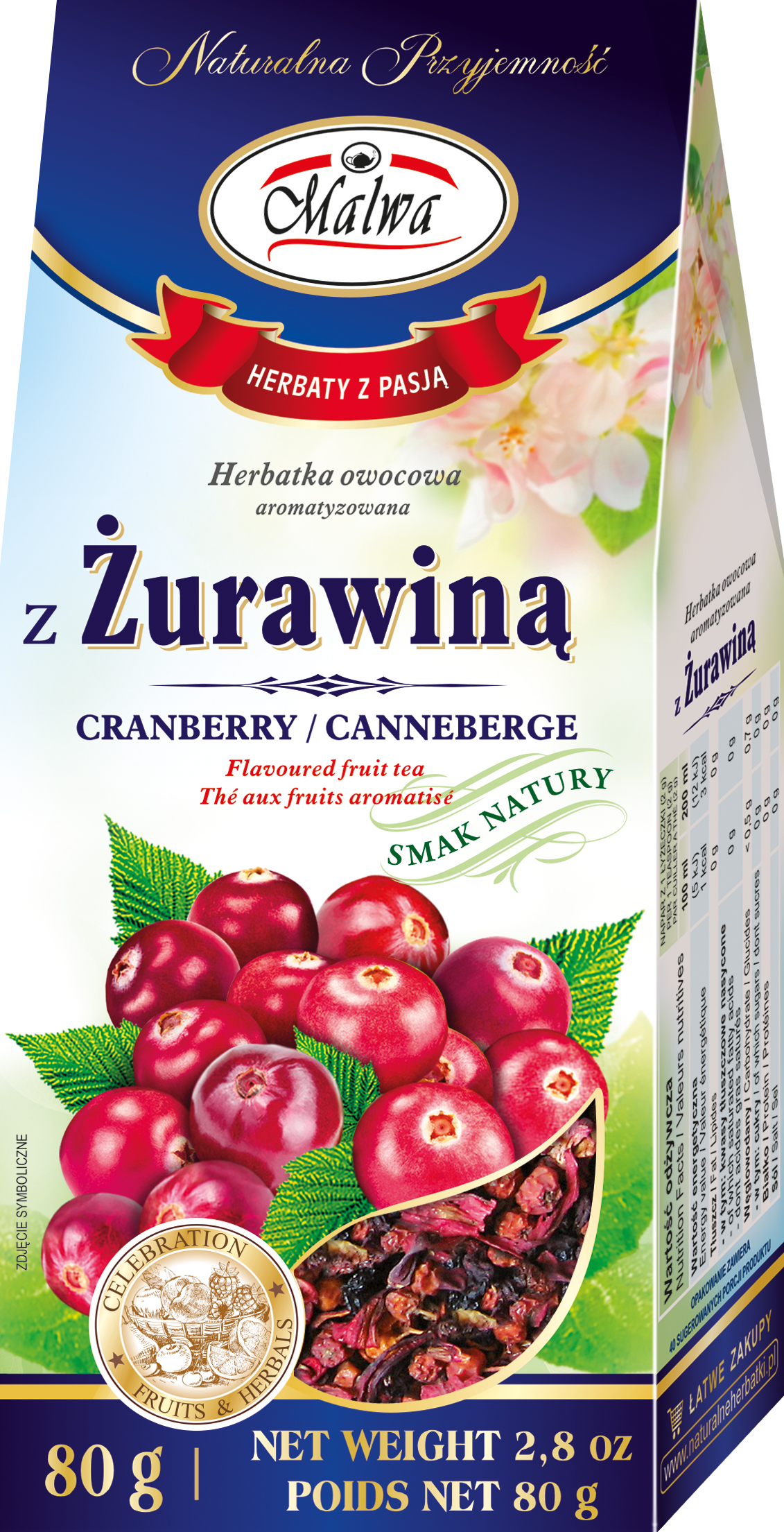 Malwa Herbatka Owocowa Aromatyzowana Susz Z Żurawiną 80G