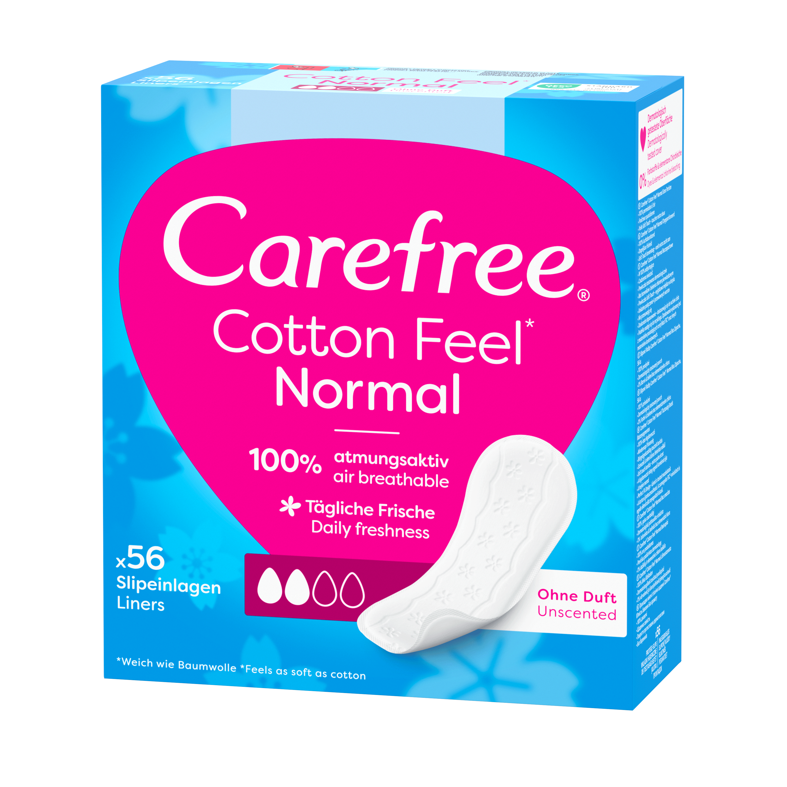 Carefree Cotton Unscented, Wkładki Higieniczne 56 Szt.
