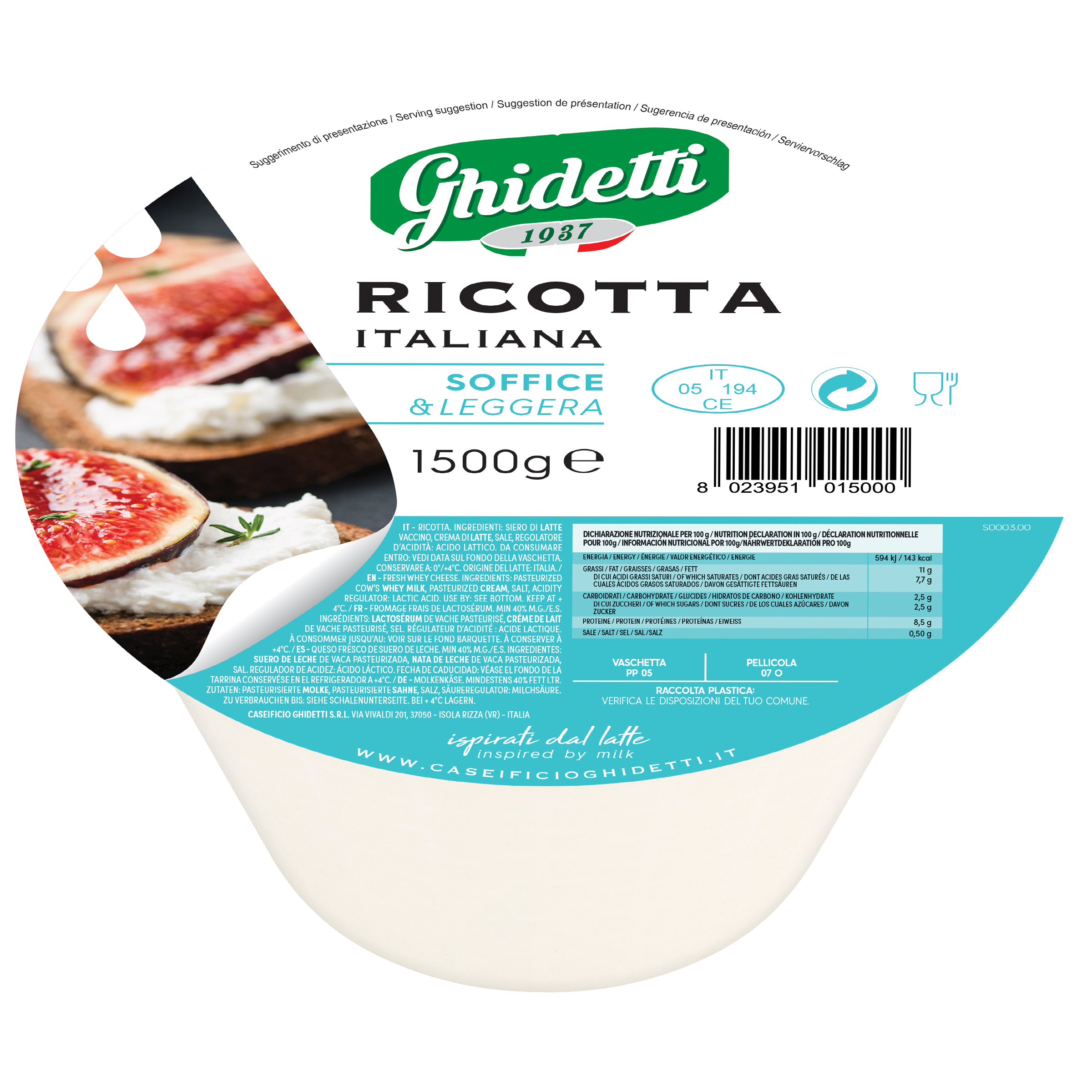 Ricotta 1,5Kg Ghidetti