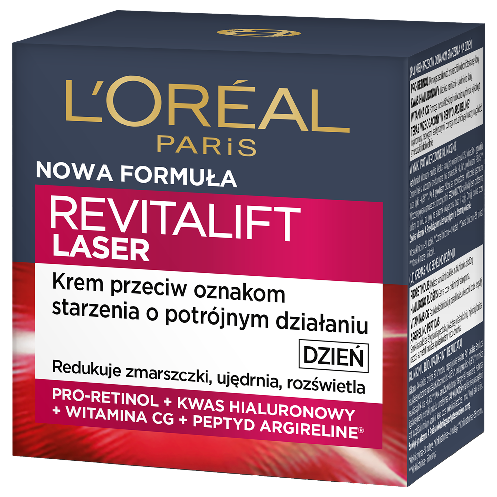 L'Oréal Paris Revitalift Laser Krem Przeciwzmarszczkowy Na Dzień Z Pro-Retinolem I Peptydami 50 Ml