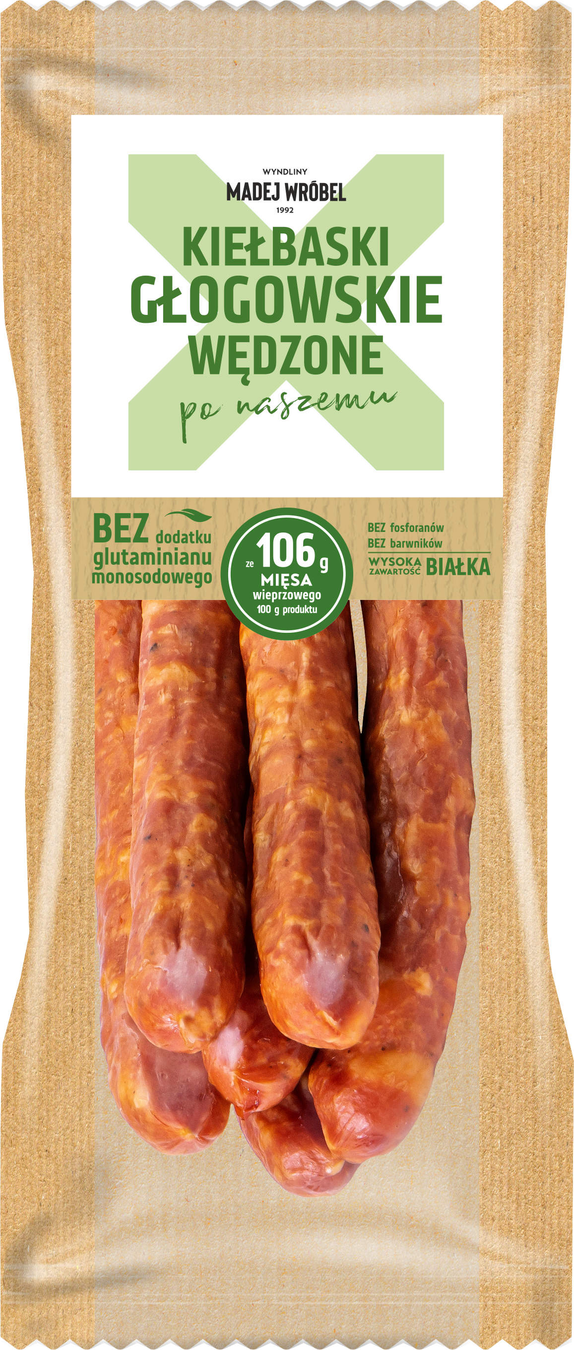 Madej Wróbel Kiełbaski Głogowskie Wędzone 220 G