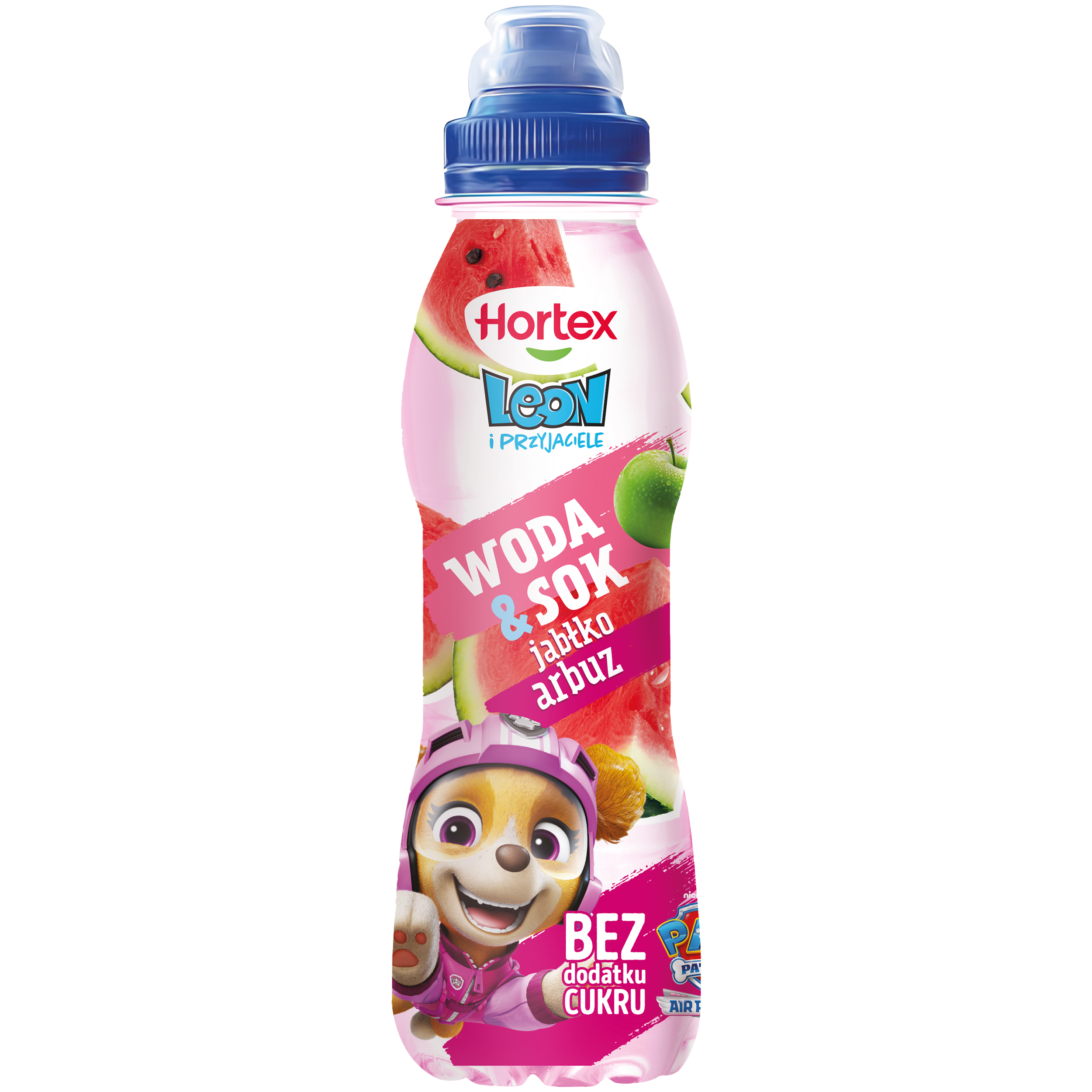 Hortex Leon I Przyjaciele Napój Woda + Sok Jabłko, Arbuz Butelka Apet 400Ml Kaucja