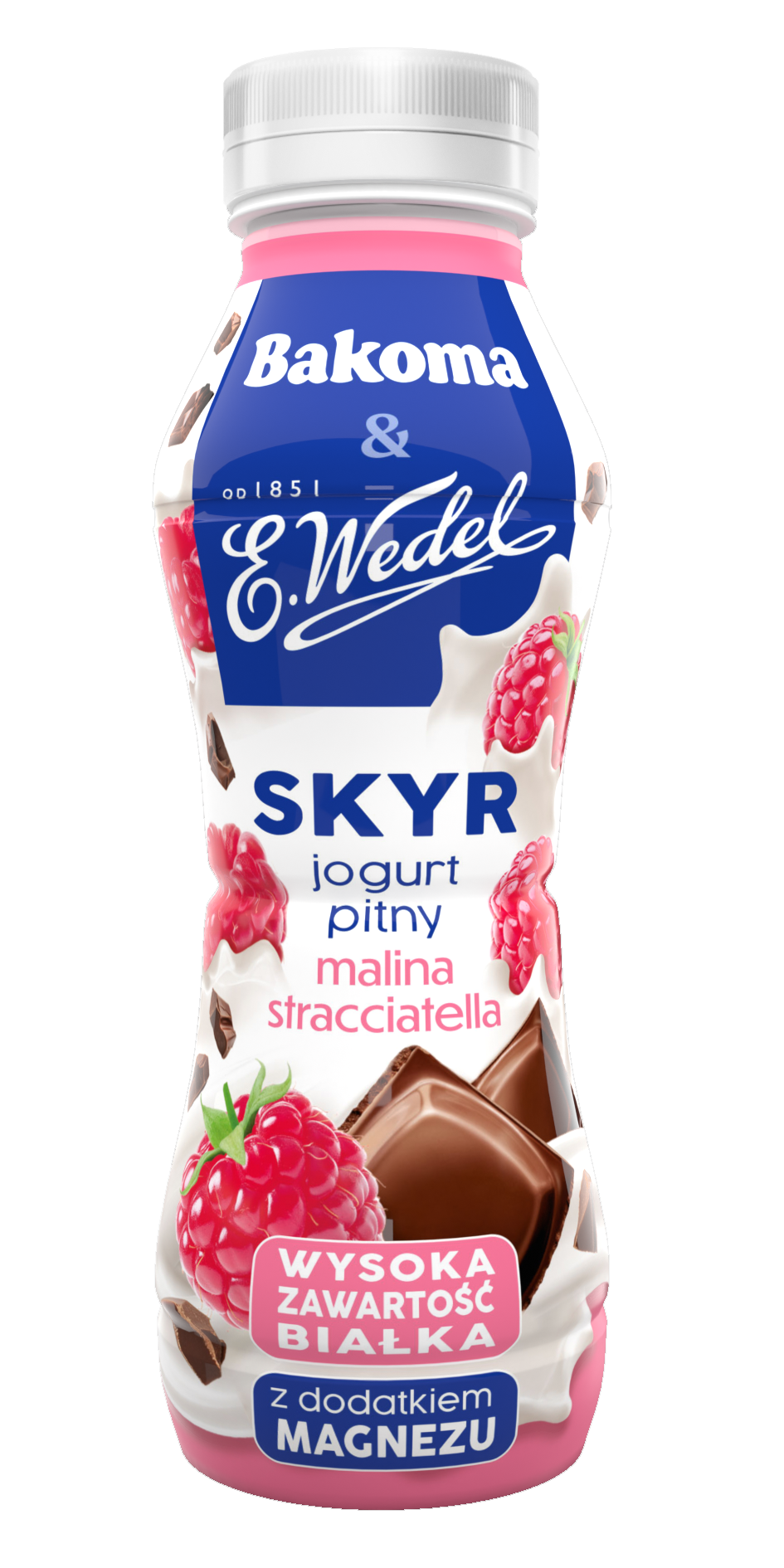 Jogurt Pitny Skyr Bakoma&Wedel Malina Stracciatella 300G Z Dodatkiem Magnezu