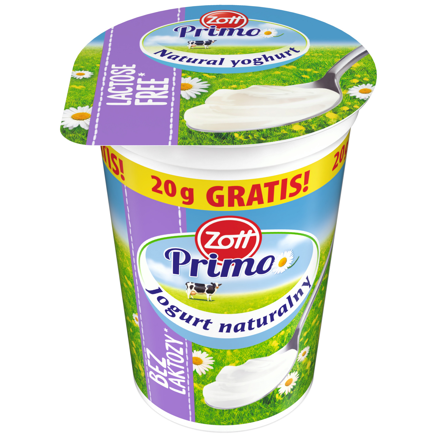 Zott Primo Jogurt Naturalny Bez Laktozy 200 G (180 G + 20 G Gratis)