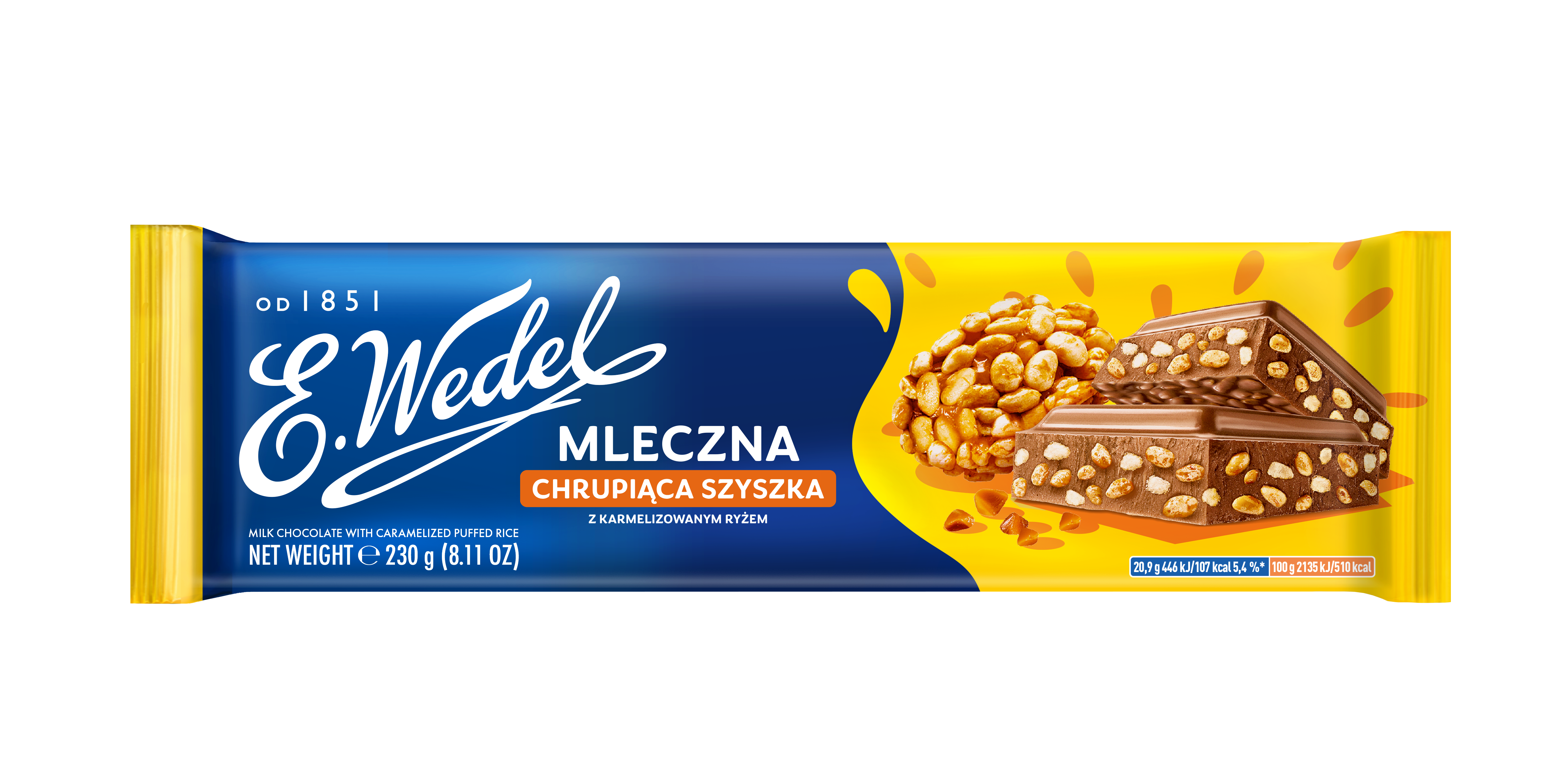E.Wedel Czekolada Mleczna Z Karmelizowanym Ryżem Preparowanym 230G