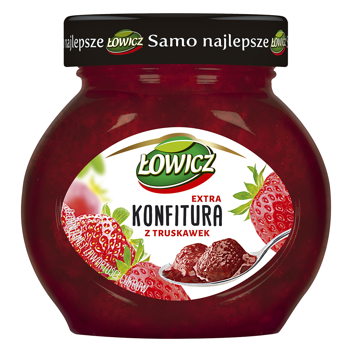 Łowicz Konfitura Extra Z Truskawek O Obniżonej Zawartości Cukrów 240 G