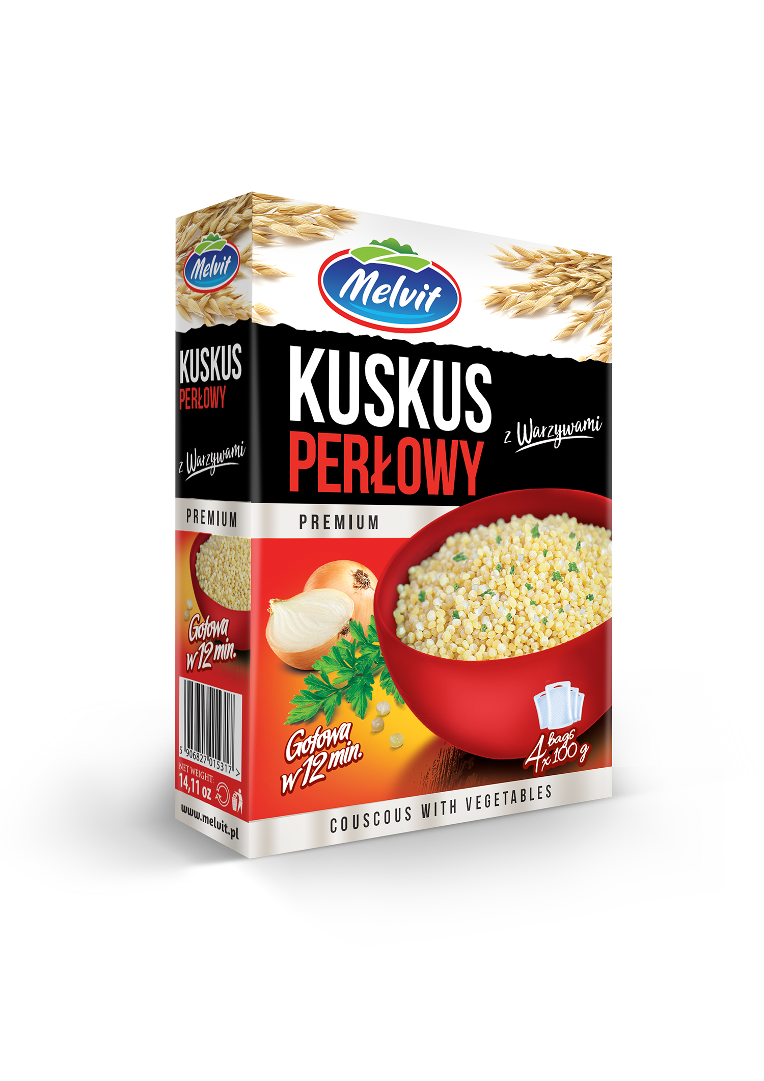 Melvit Kuskus Perłowy Z Warzywami 4X80G