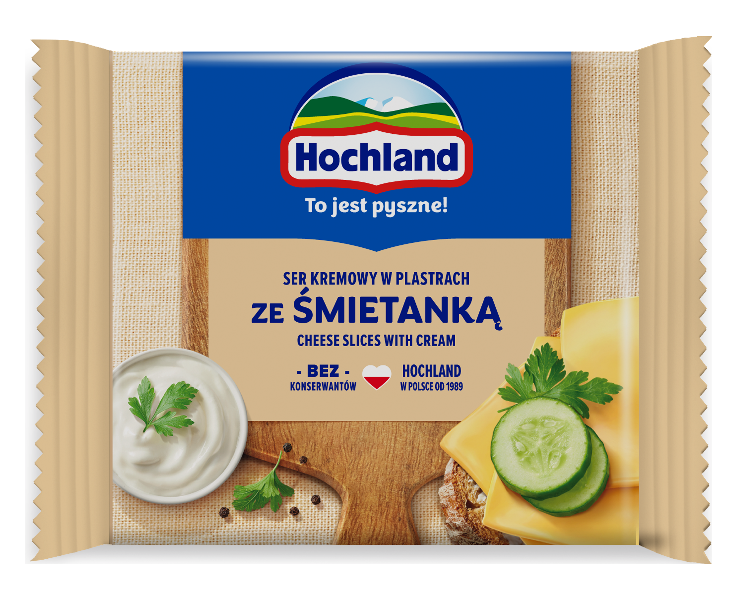 Hochland Ze Śmietanką. Ser Kremowy Topiony W Plastrach Ze Śmietanką 130G