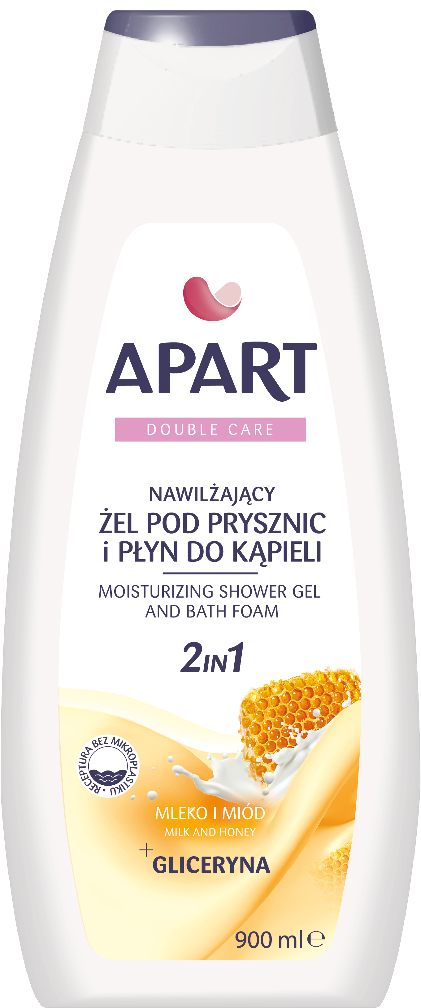 Apart Double Care Nawilżający Żel Pod Prysznic I Płyn Do Kąpieli 2W1 Mleko I Miód 900Ml