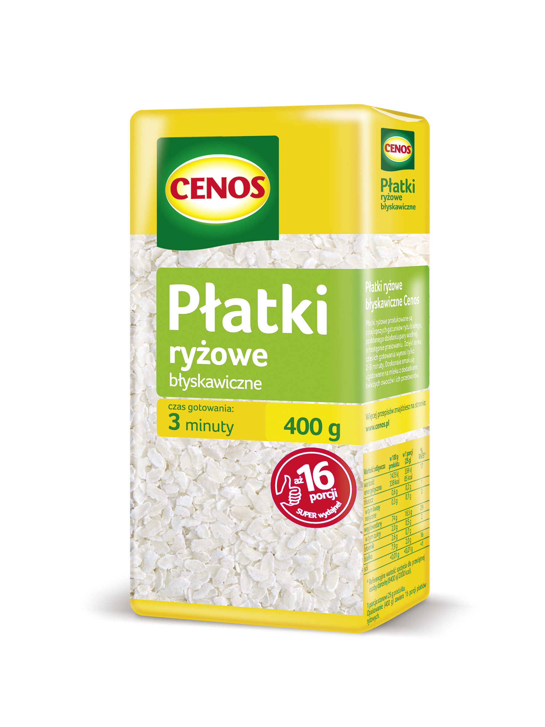 Cenos Płatki Ryżowe Błyskawiczne 400 G