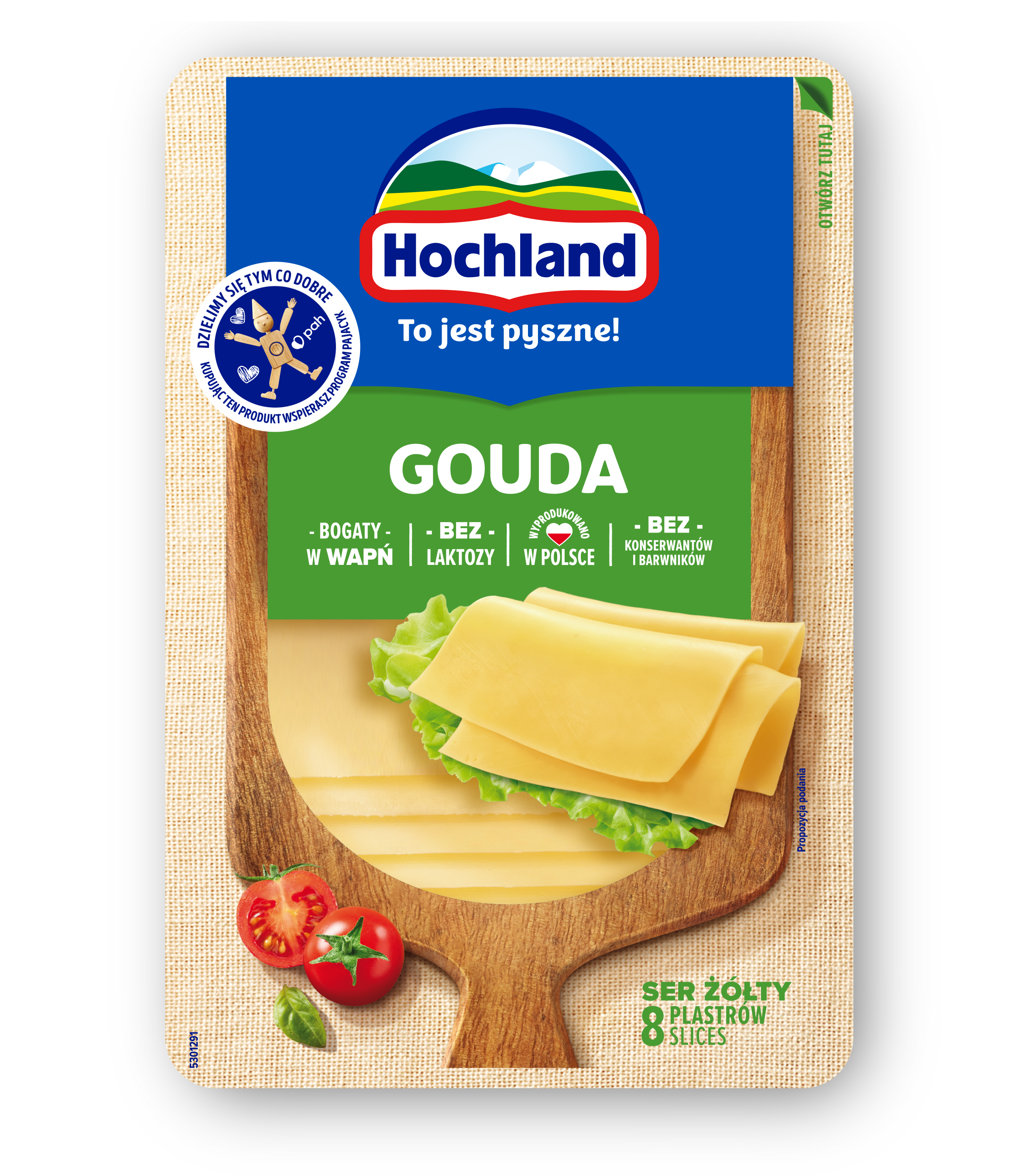 Hochland Gouda Ser Żółty W Plastrach. Ser Podpuszczkowy Dojrzewający 135 G