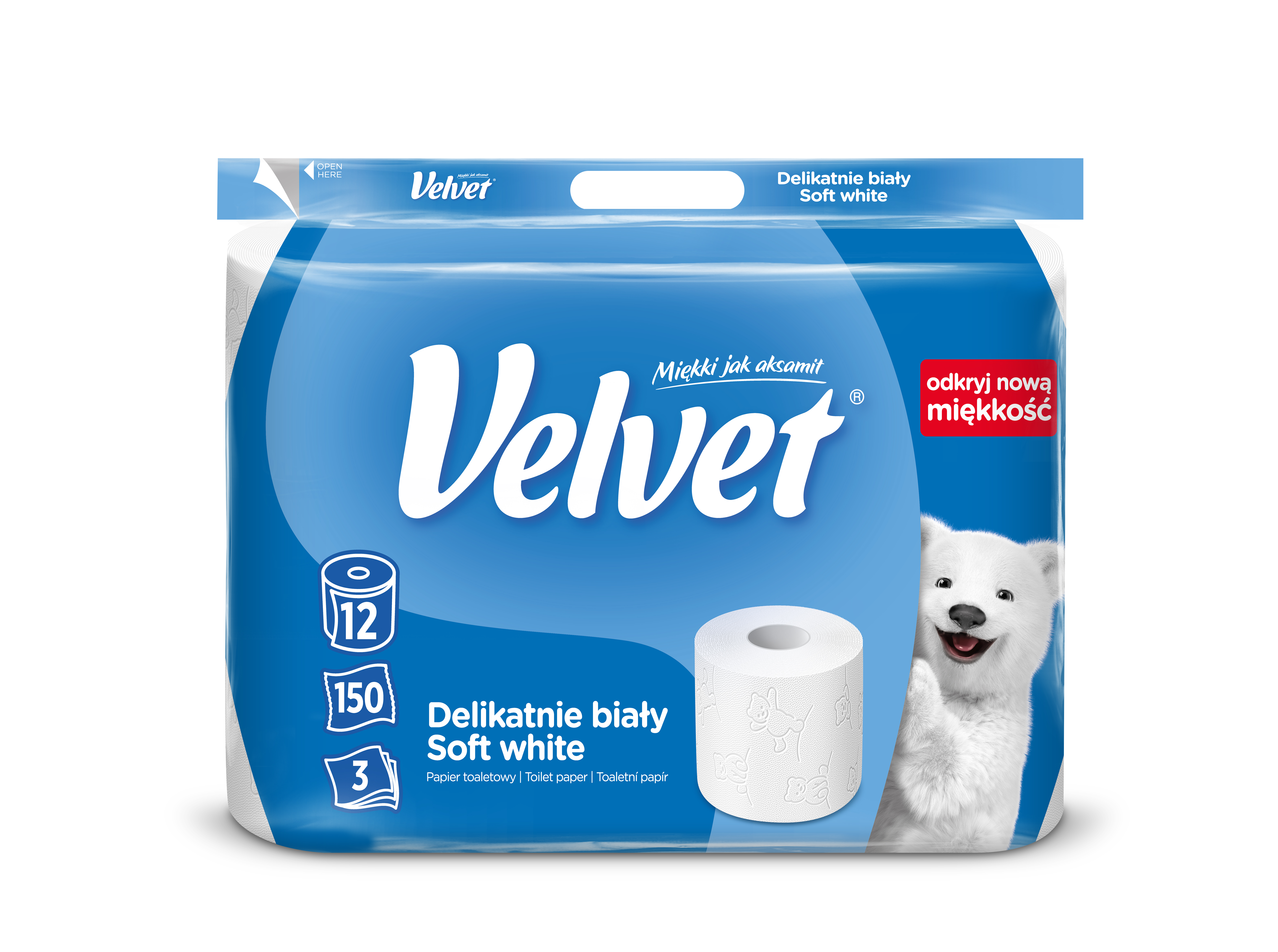 Papier Toaletowy Velvet Delikatnie Biały 12 Rolek. 3 Warstwy